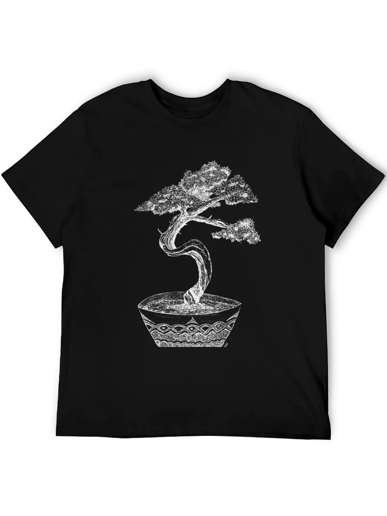 Black Bonsai Tree Graphic Tee - Artistic Black T-Shirt view 5