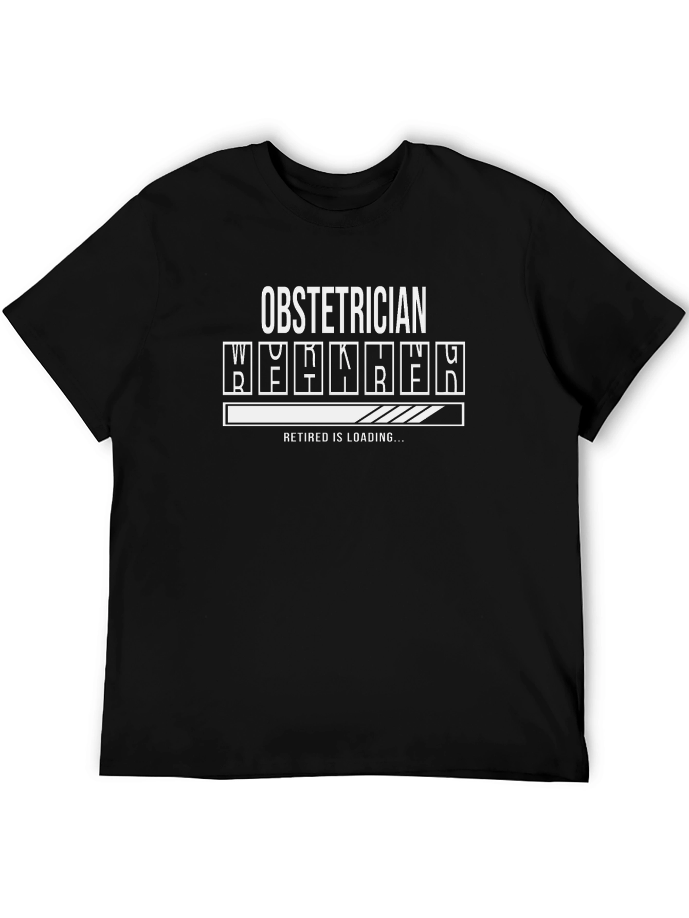 Black Obstetrician Retired Loading T-Shirt - Funny Retirement Gift view 5