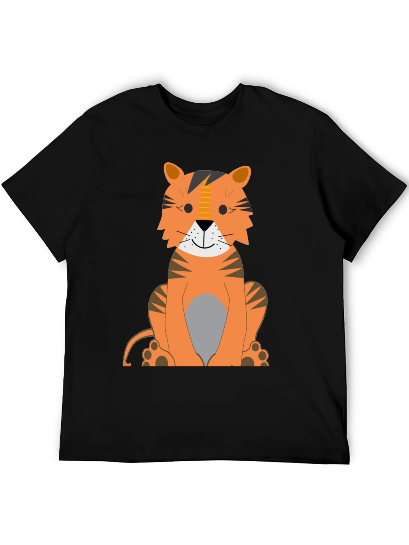 Black Cartoon Tiger Graphic Tee - Black view 5