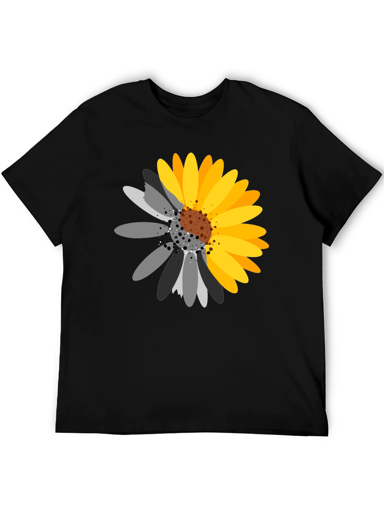 Black Black T-Shirt with Sunflower Graphic view 5