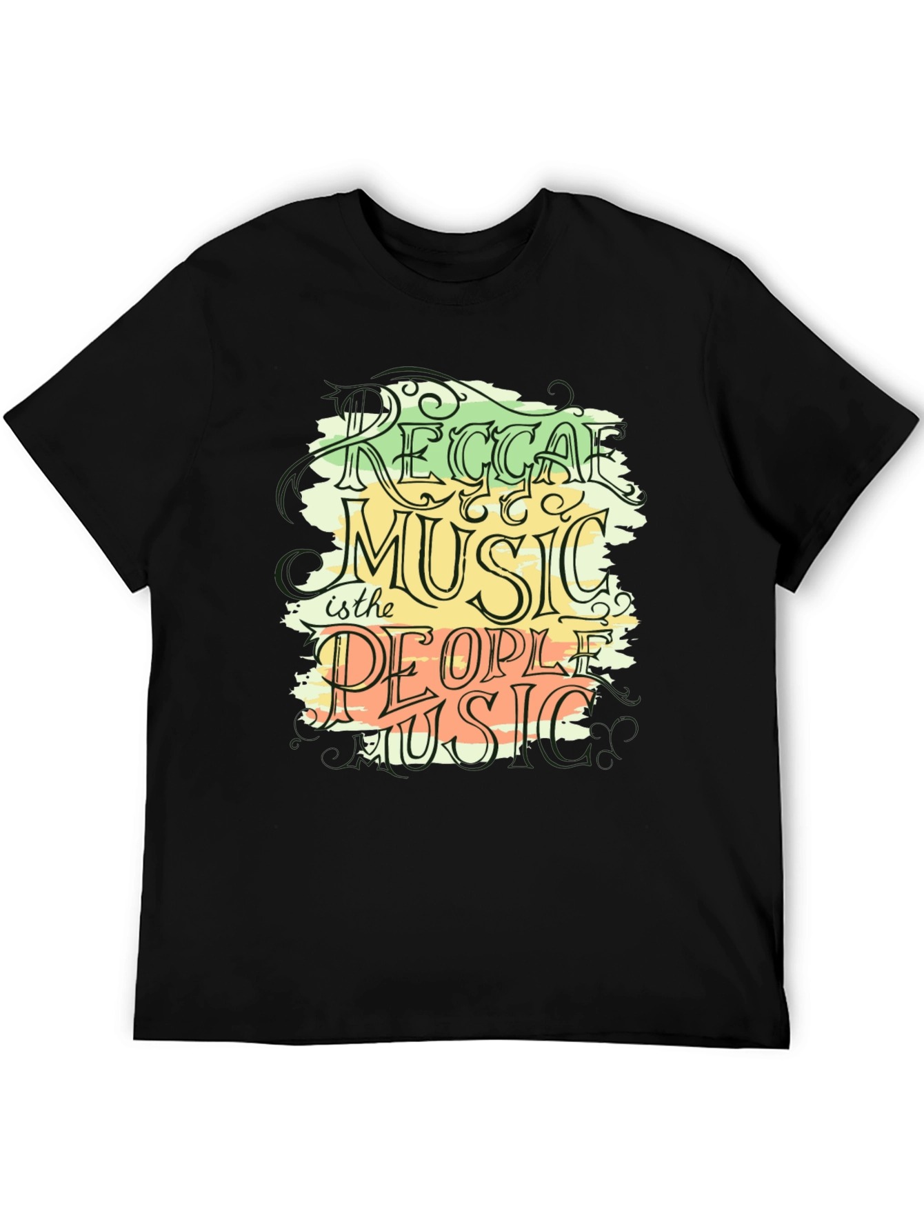 Black Reggae Music Graphic Black T-Shirt view 5