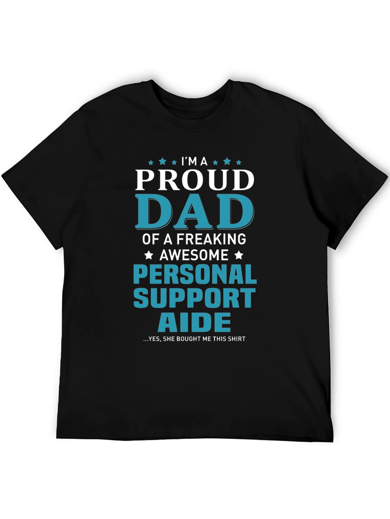 Black Proud Personal Support Aide Dad T-Shirt view 5