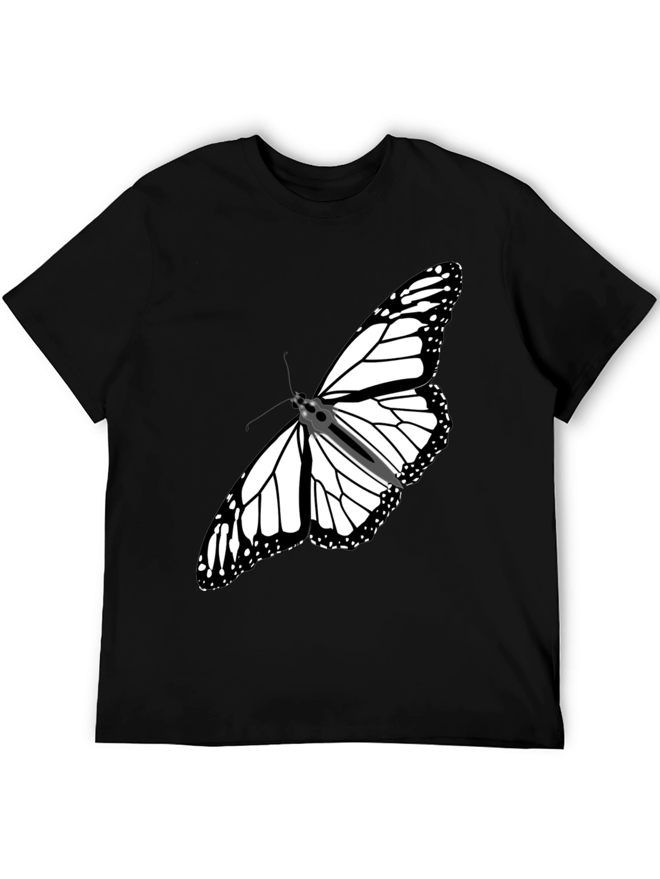 Black Butterfly Graphic Tee - Stylish Black Cotton T-Shirt view 5