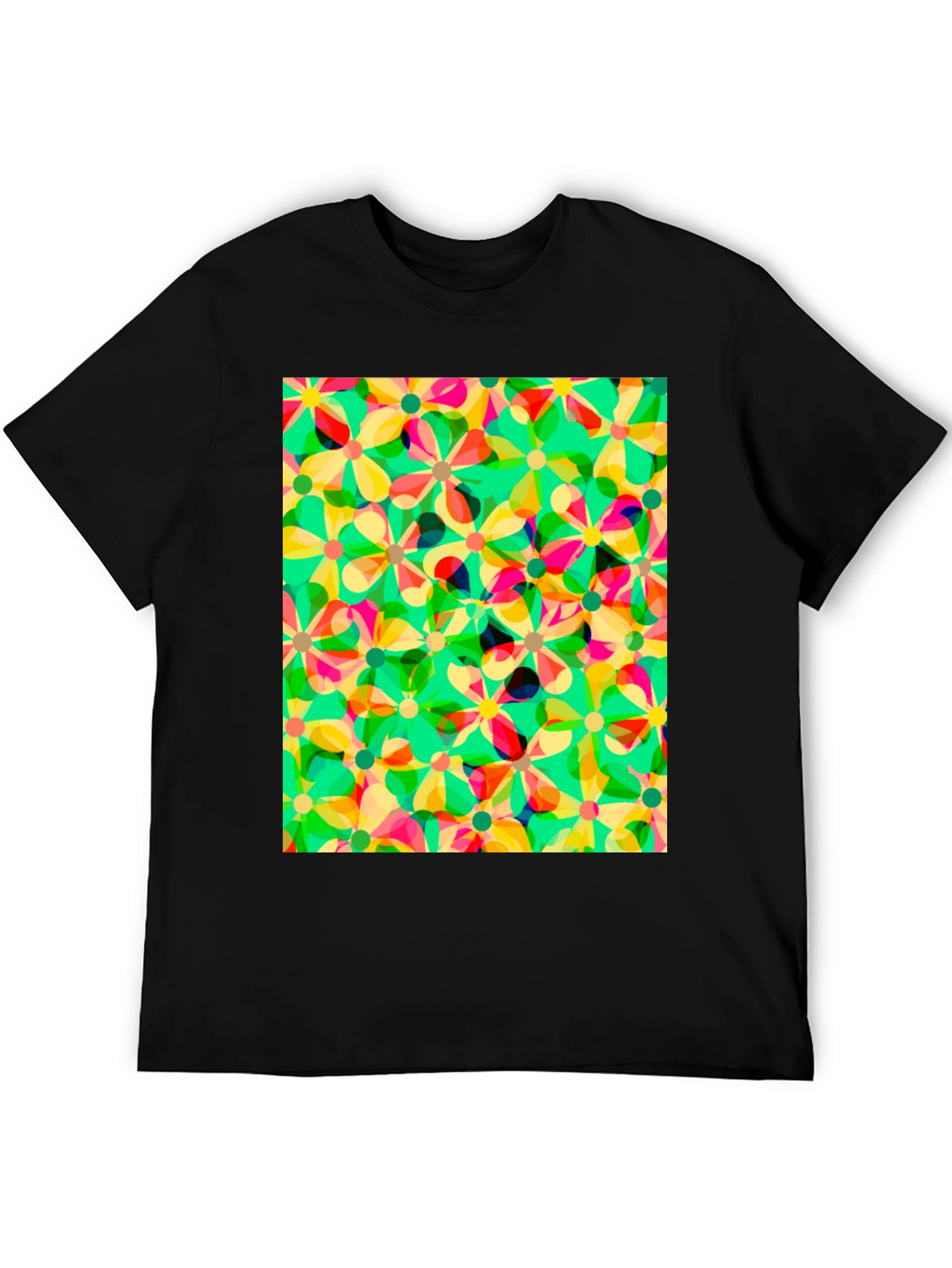 Black Floral Pattern Tee - Vibrant & Unique Design view 5