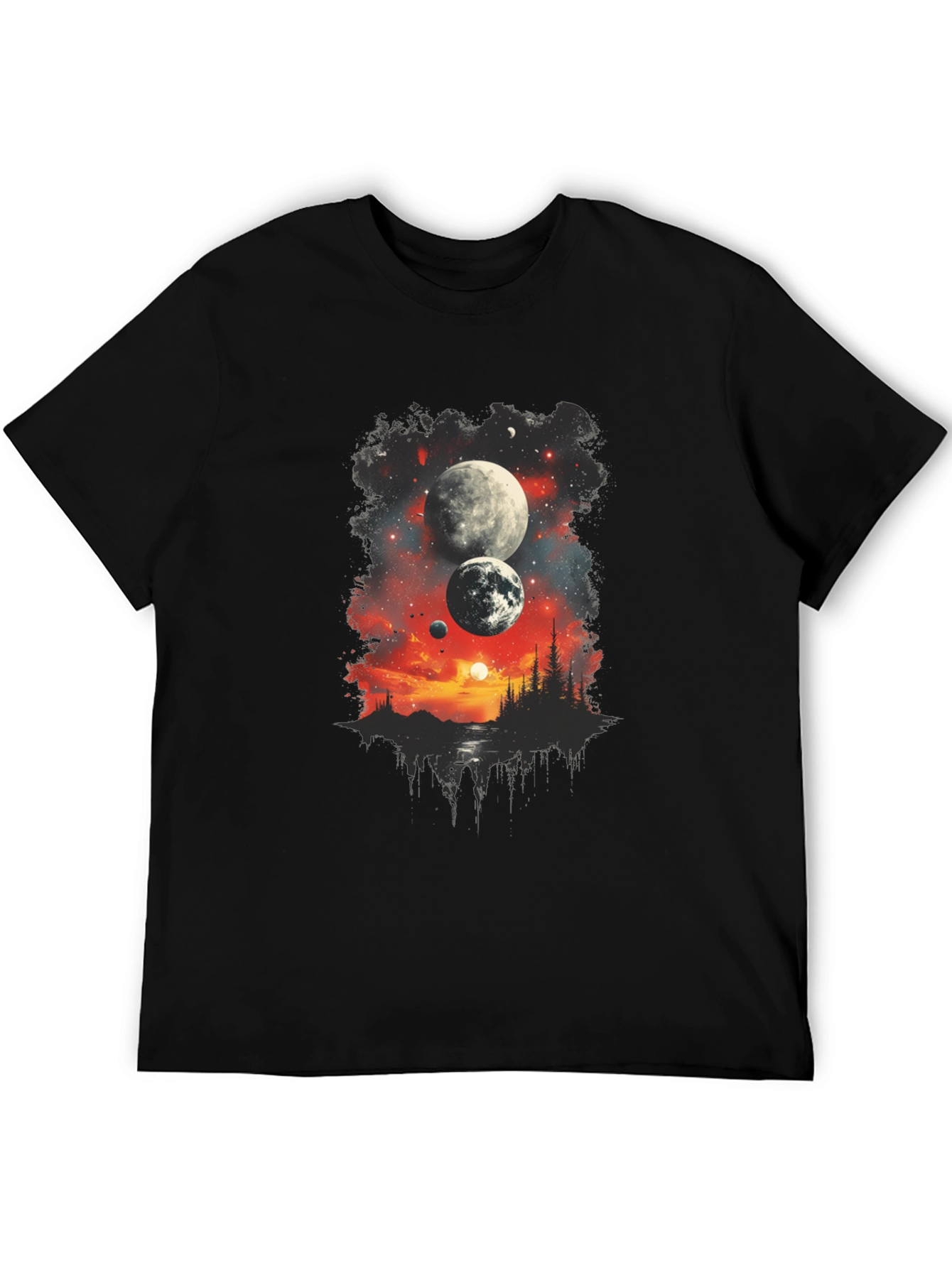 Black Cosmic Landscape Graphic Tee - Black T-Shirt view 5