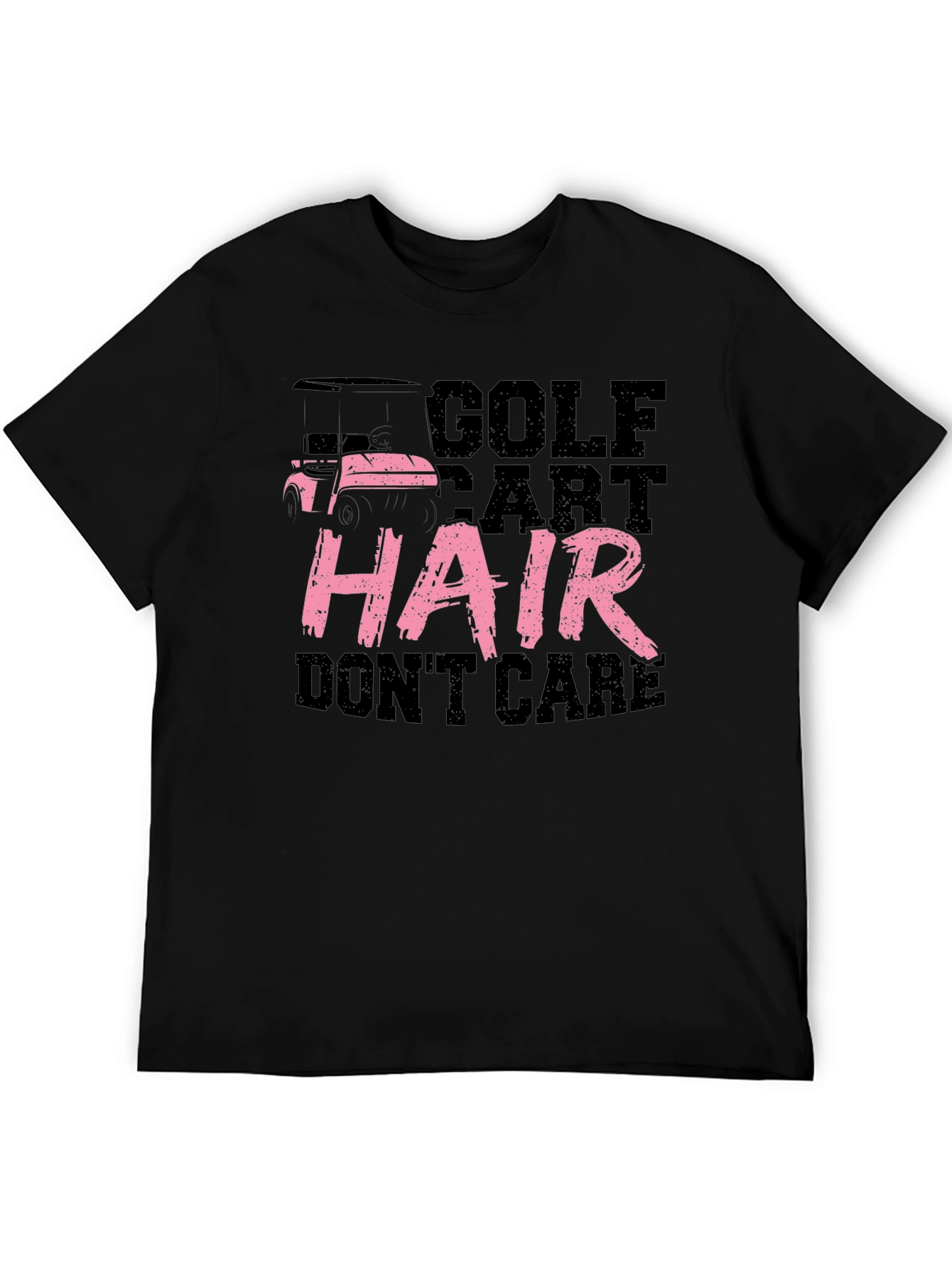 Black Golf Cart Hair Don't Care Tee view 5