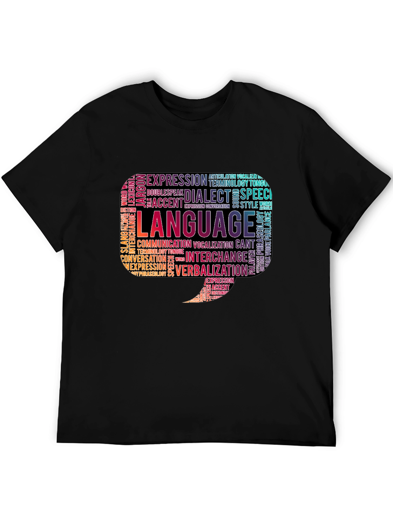 Black Language Word Cloud Graphic Tee view 5