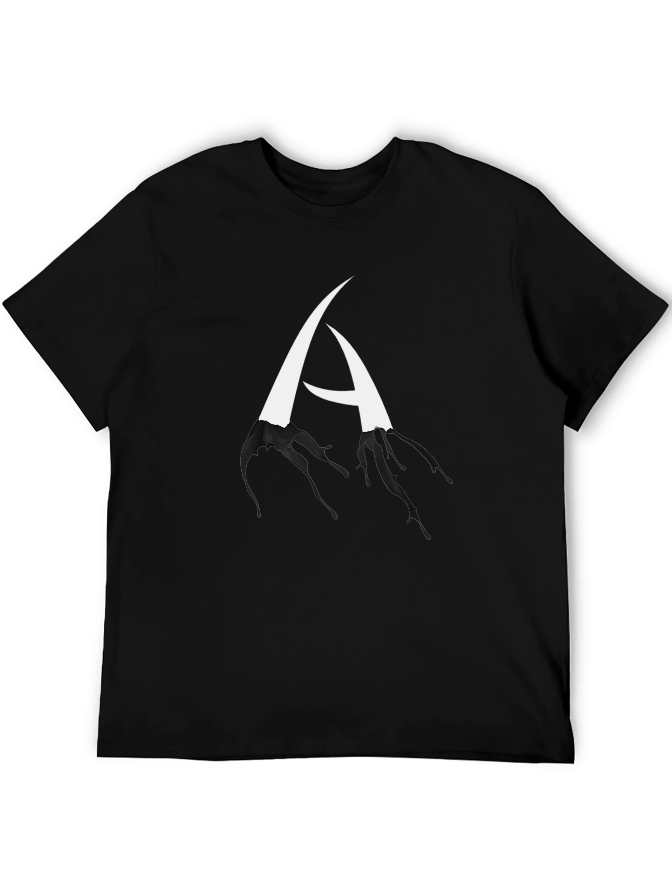 Black Abstract Letter A Black T-Shirt view 5