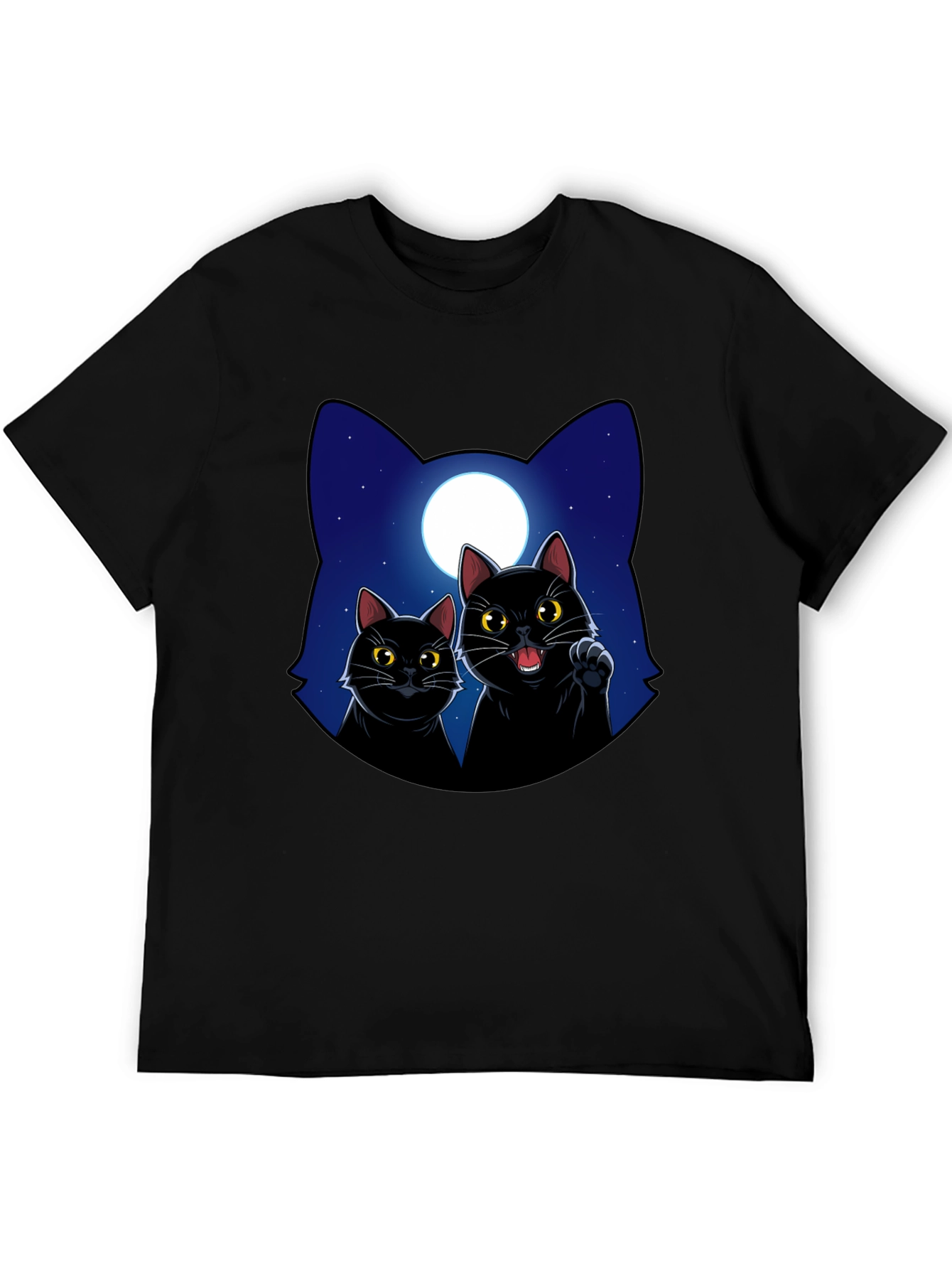 Black Black Cat Moon Graphic T-Shirt view 5