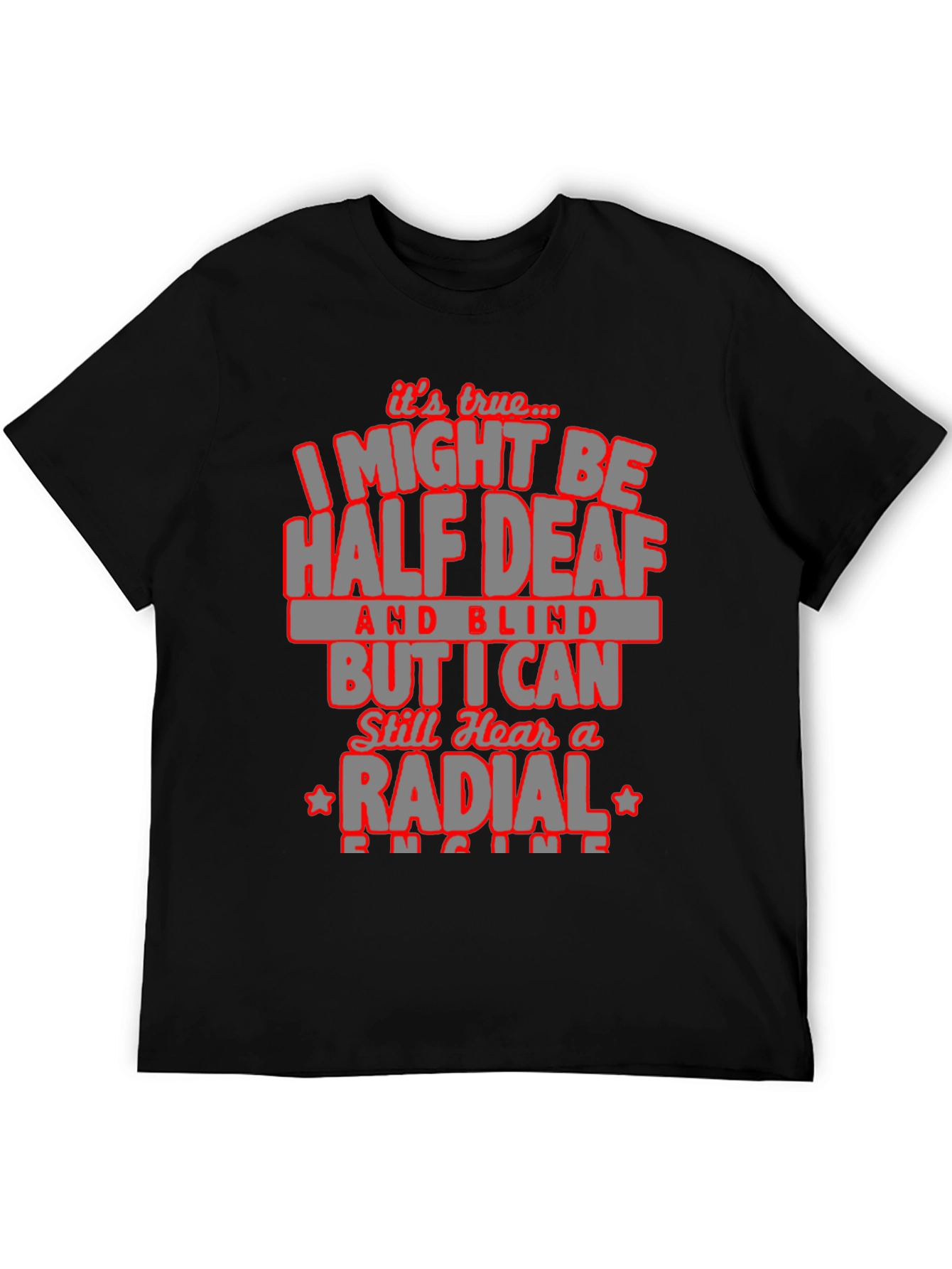 Black Half Deaf and Blind Radial Engine T-Shirt view 5