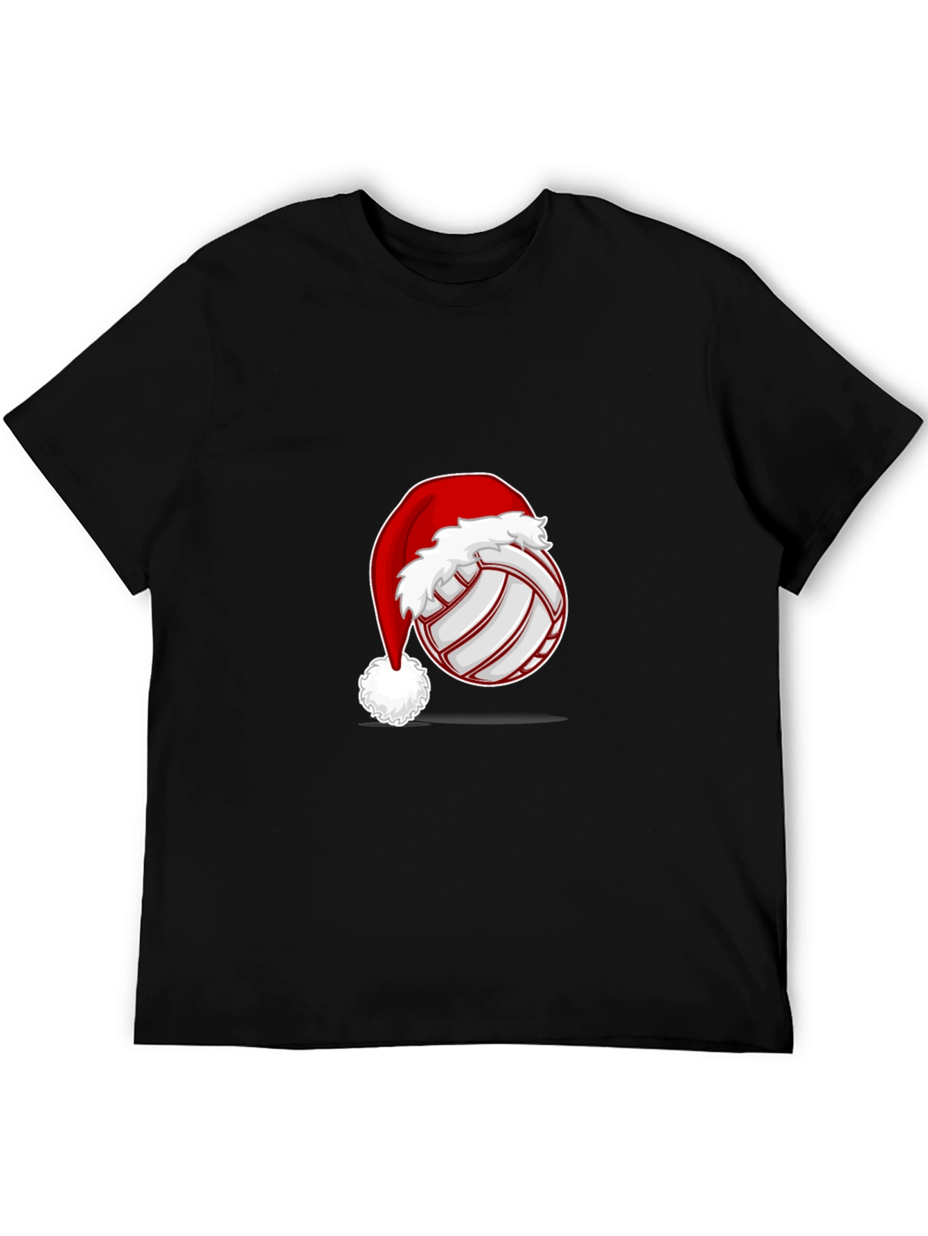 Black Volleyball Santa Hat Graphic Tee view 5
