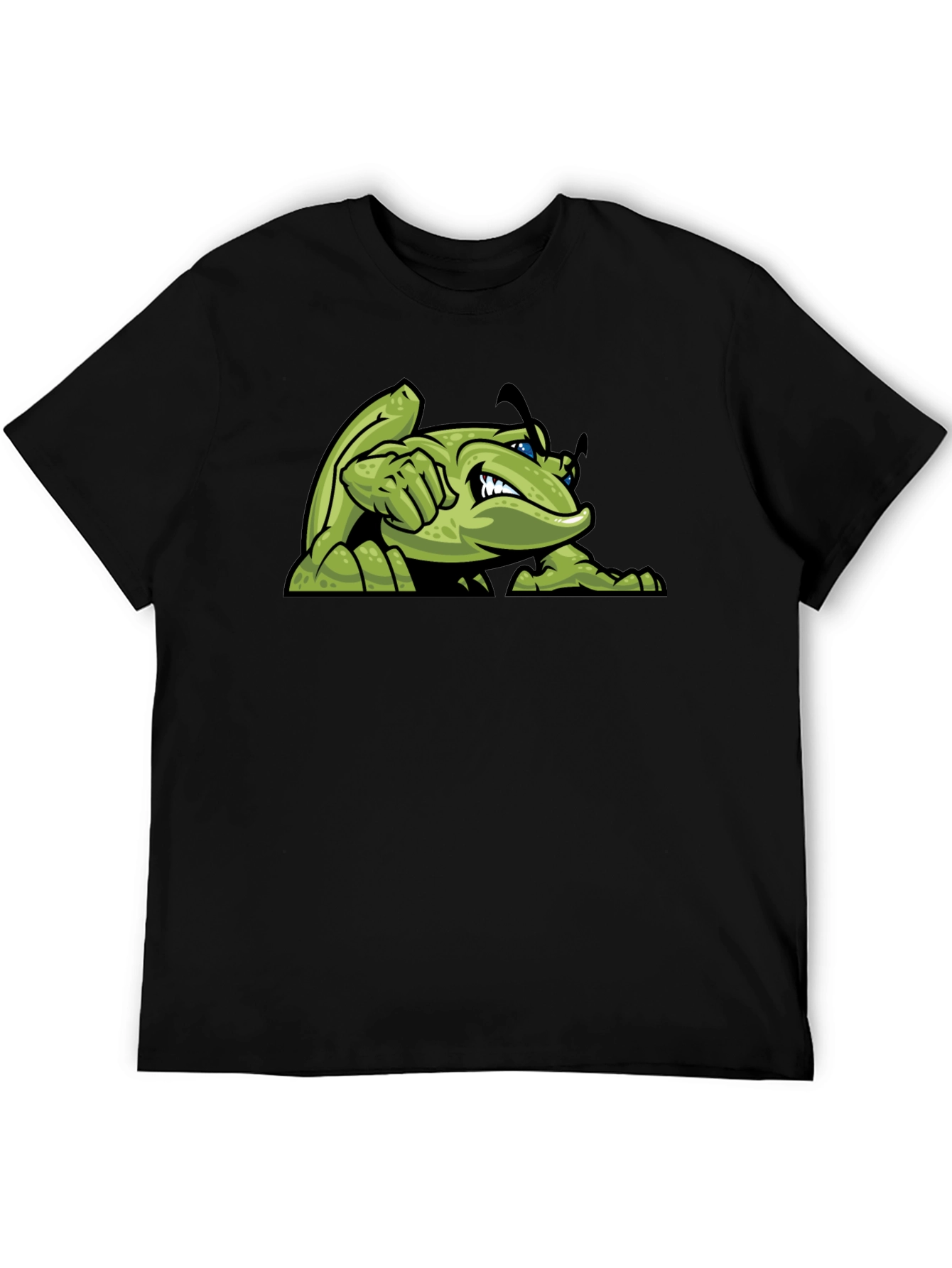 Black Green Angry Bug Graphic Tee - Men's Black T-Shirt view 5
