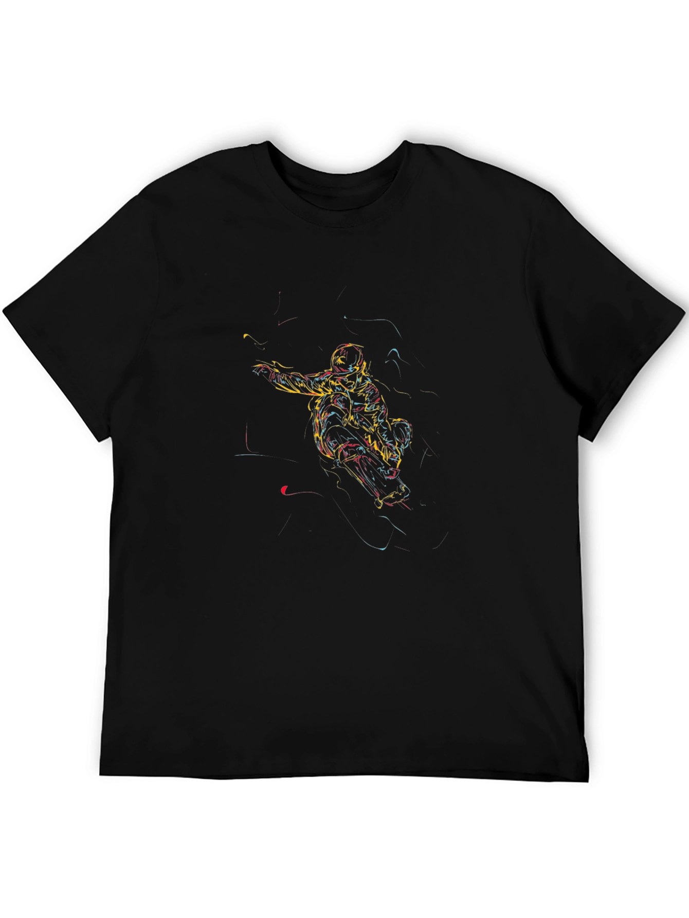 Black Abstract Athlete Graphic Tee - Black T-Shirt view 5
