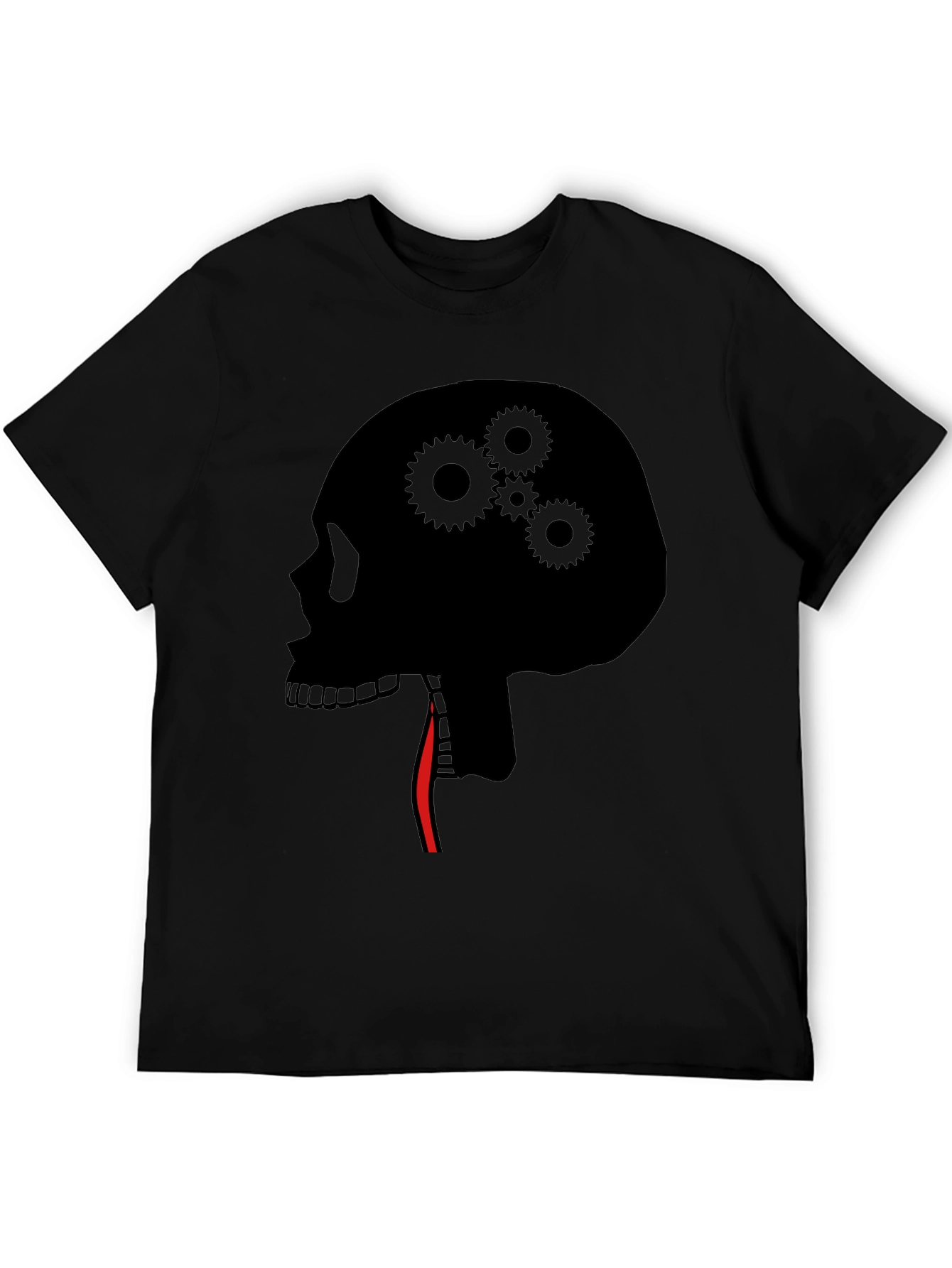 Black Gear Head Skull Tee - Black Graphic T-Shirt view 5