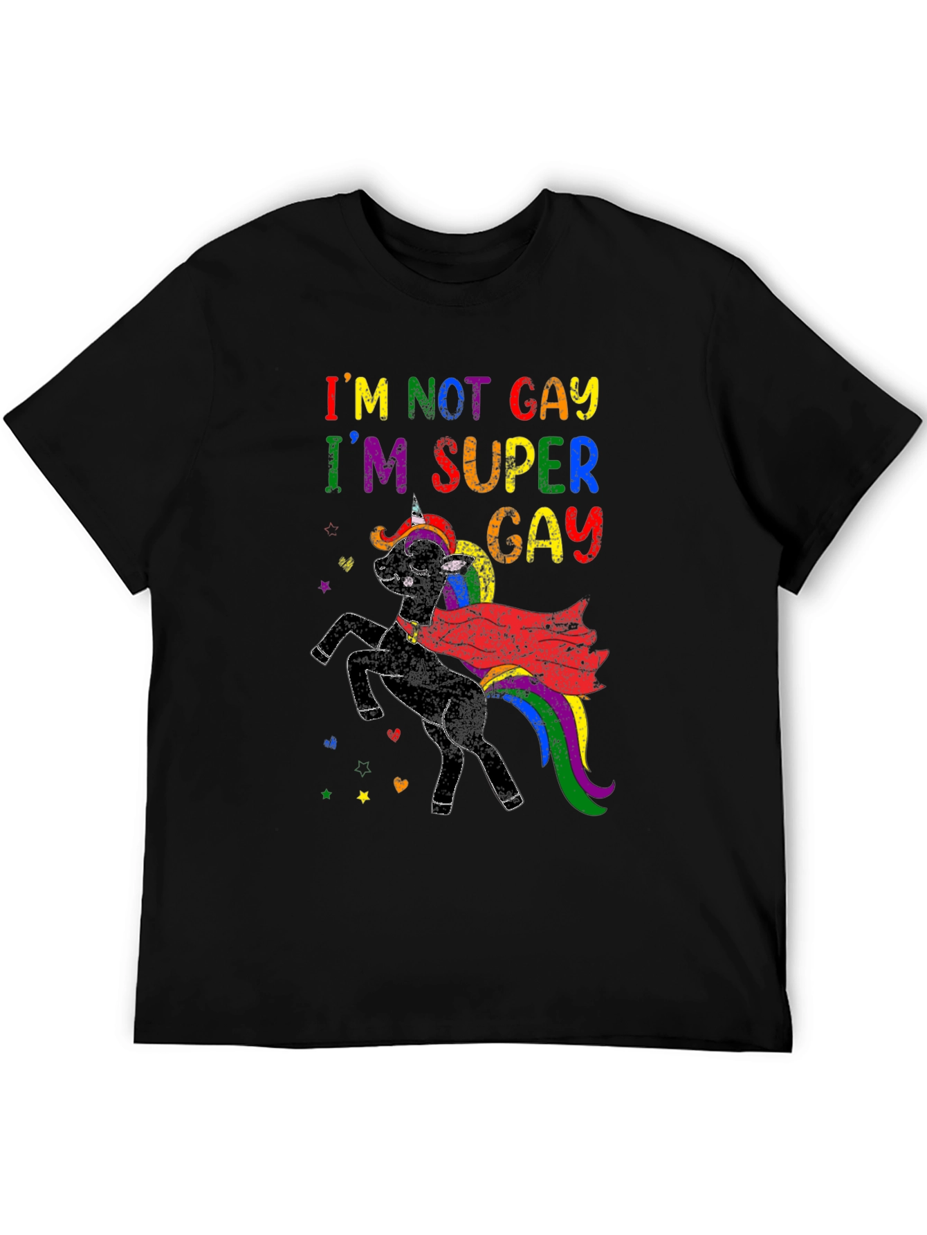 Black I'm Super Gay Unicorn T-Shirt view 5