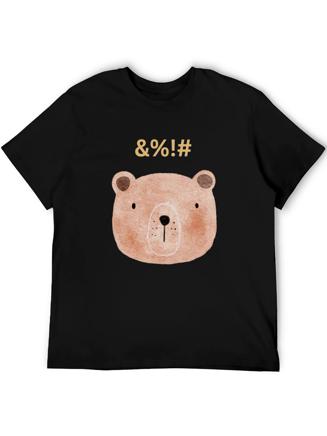 Black Funny Bear Graphic Black T-Shirt view 5