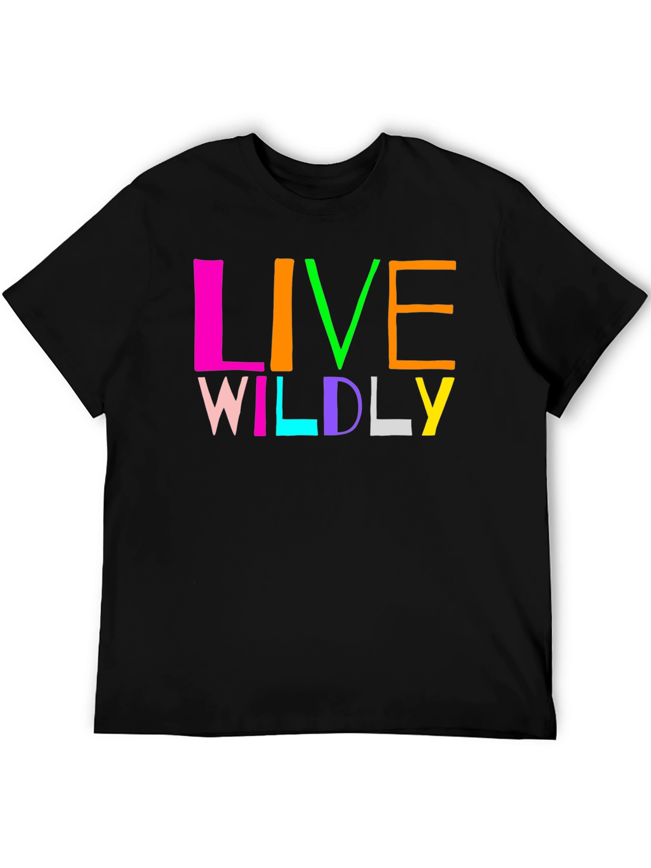 Black Live Wildly Graphic Tee - Colorful Design view 5