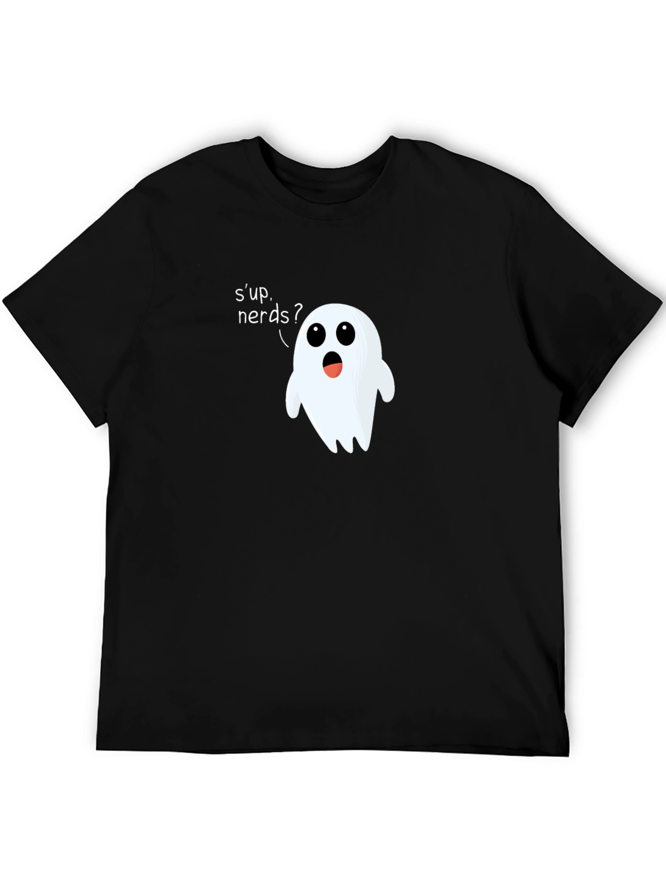 Black Funny Ghost 'S'up Nerds' Graphic Tee view 5