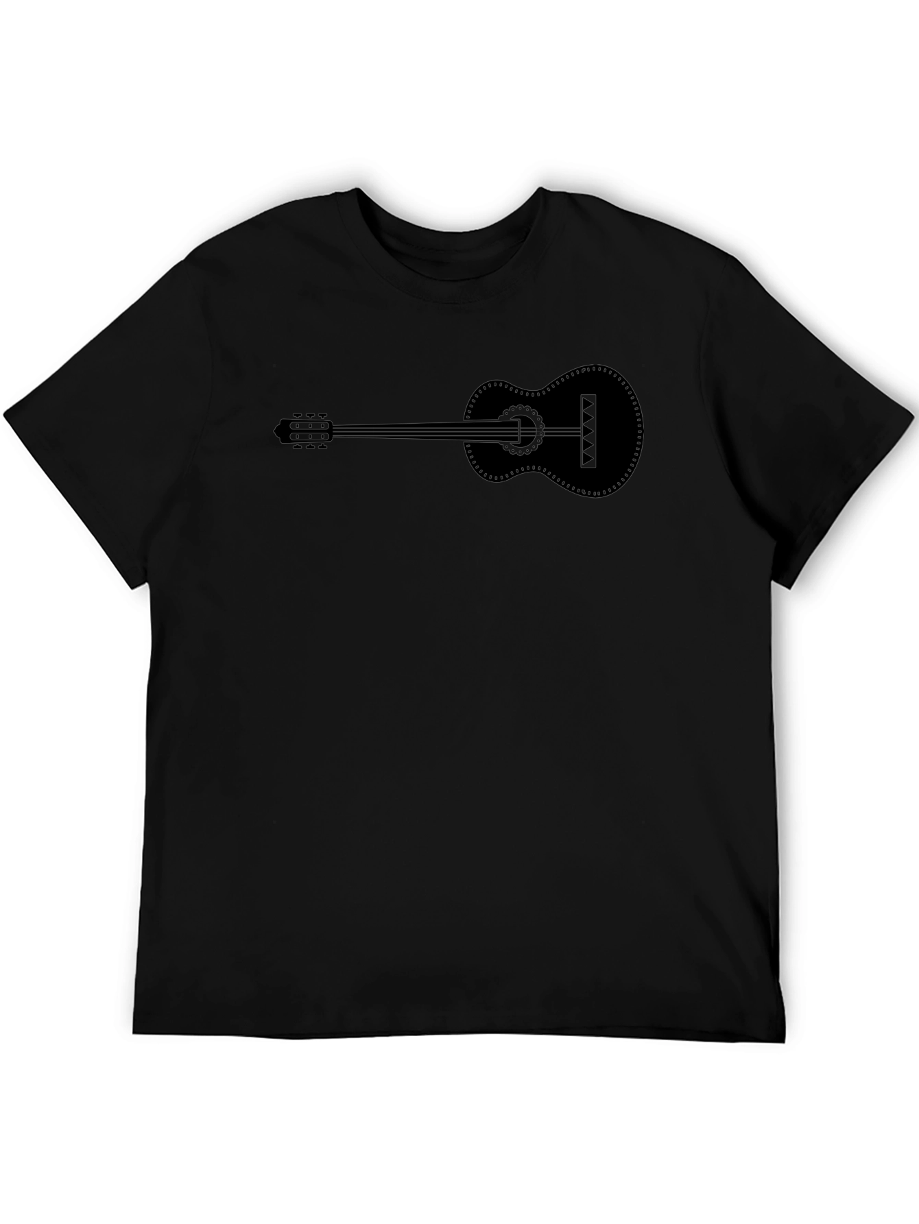 Black Guitar Graphic Tee - Black Cotton T-Shirt view 5