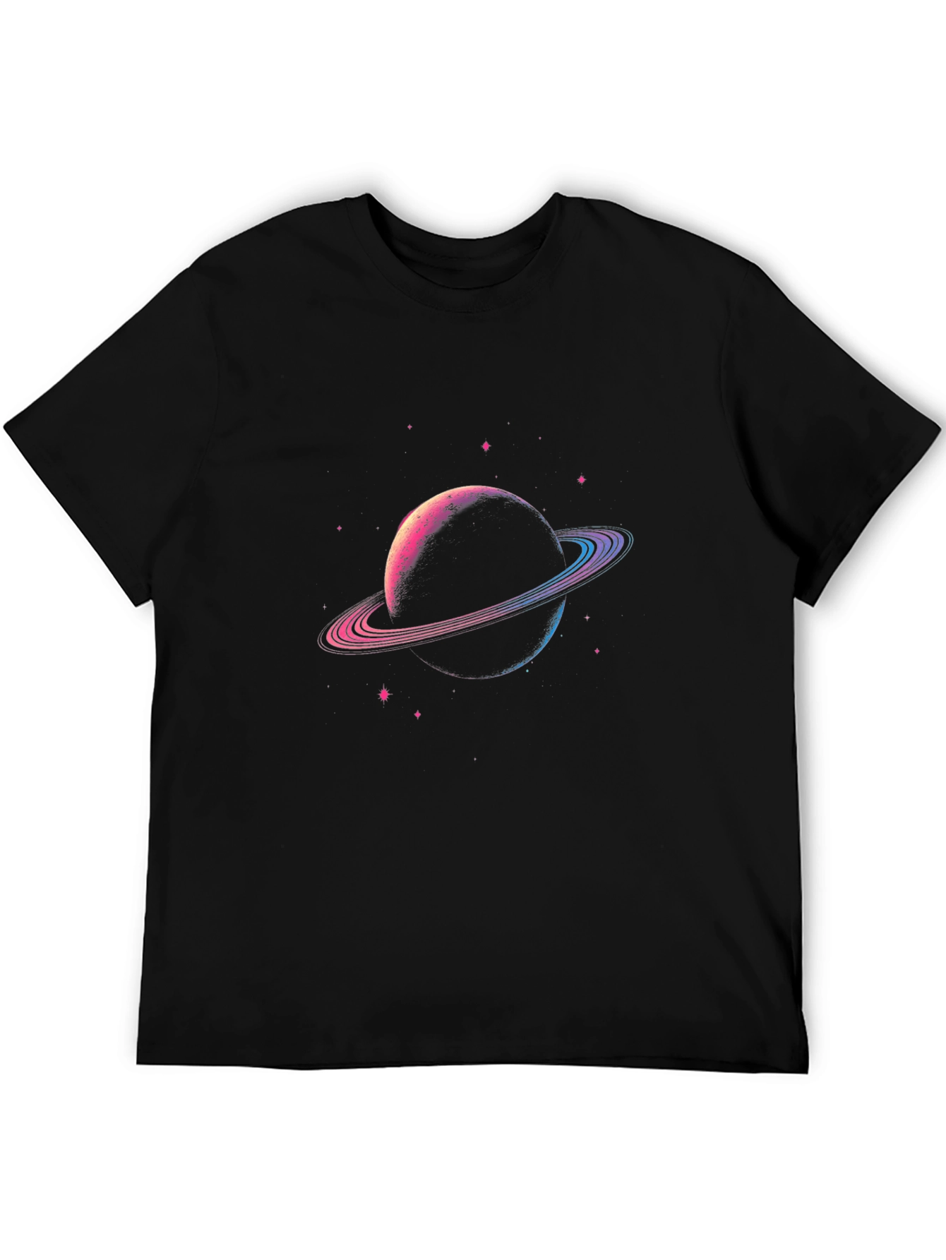 Black Planet Saturn Graphic T-Shirt - Black Cotton Blend view 5