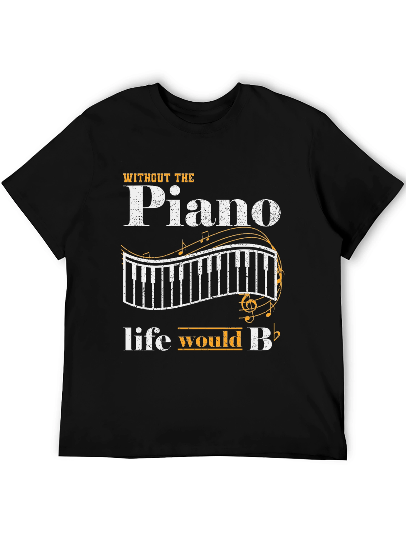 Black Piano Music Lover Black T-Shirt - Life Would Be Flat! view 5
