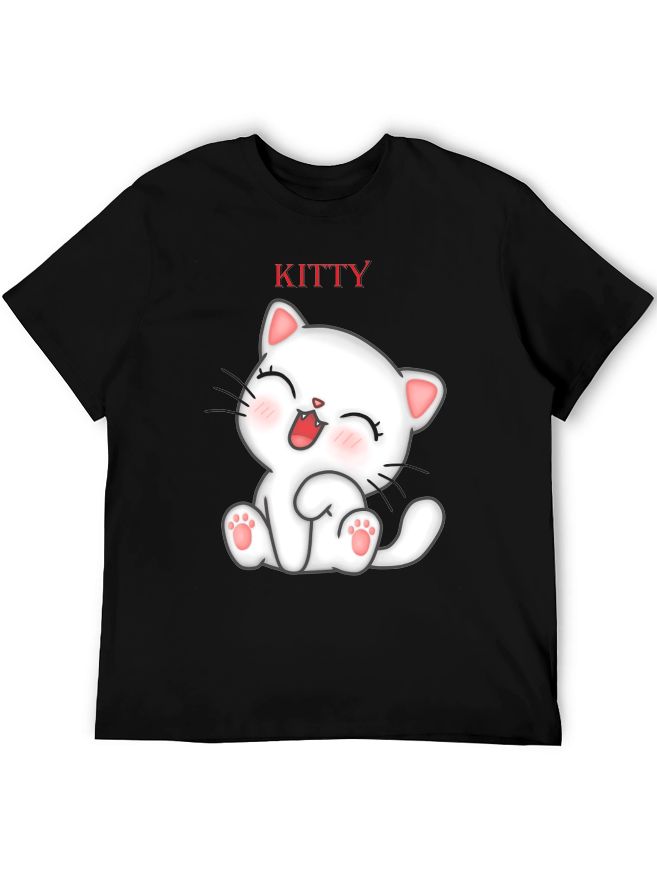 Black Kitty Cat Graphic Tee - Cute Cartoon Cat T-Shirt view 5