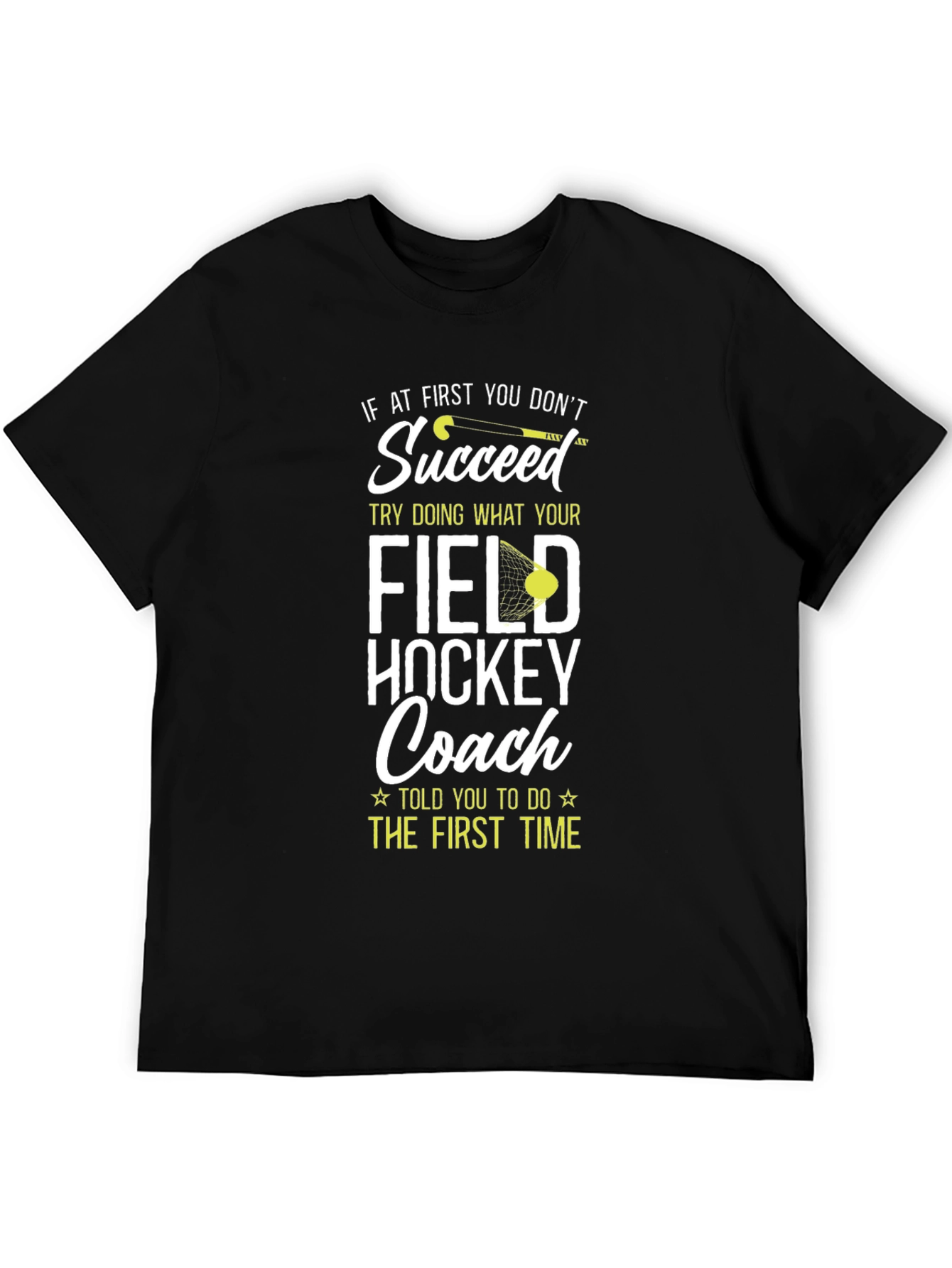 Black Field Hockey Coach Graphic T-Shirt view 5