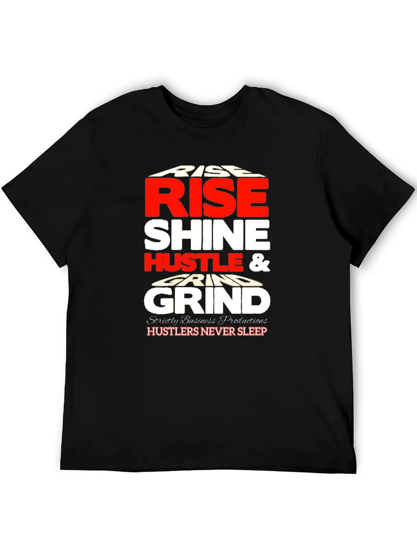 Black Rise Shine Hustle Grind Black Graphic Tee view 5