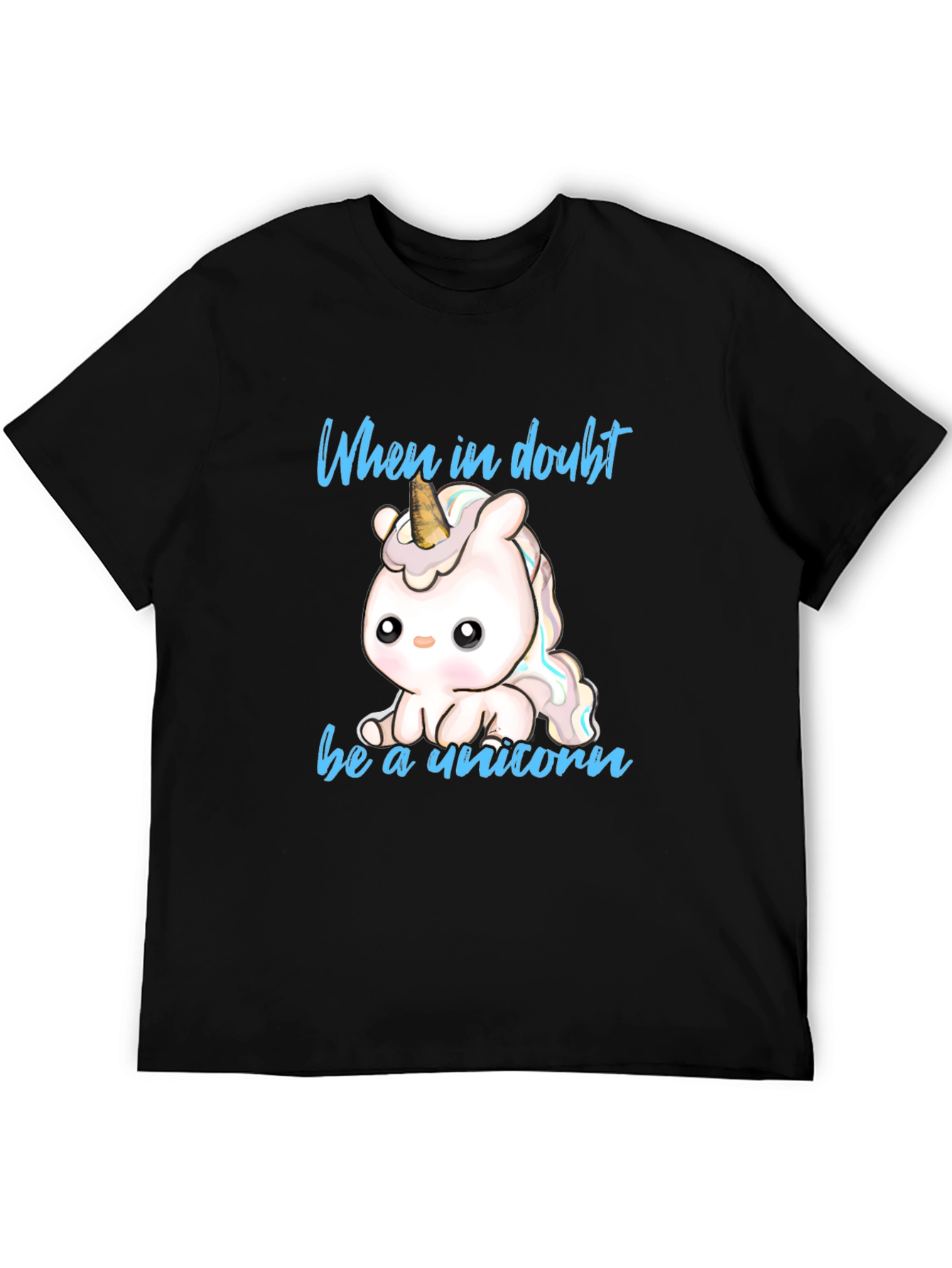 Black Cute Unicorn T-Shirt - When in Doubt Be a Unicorn view 5