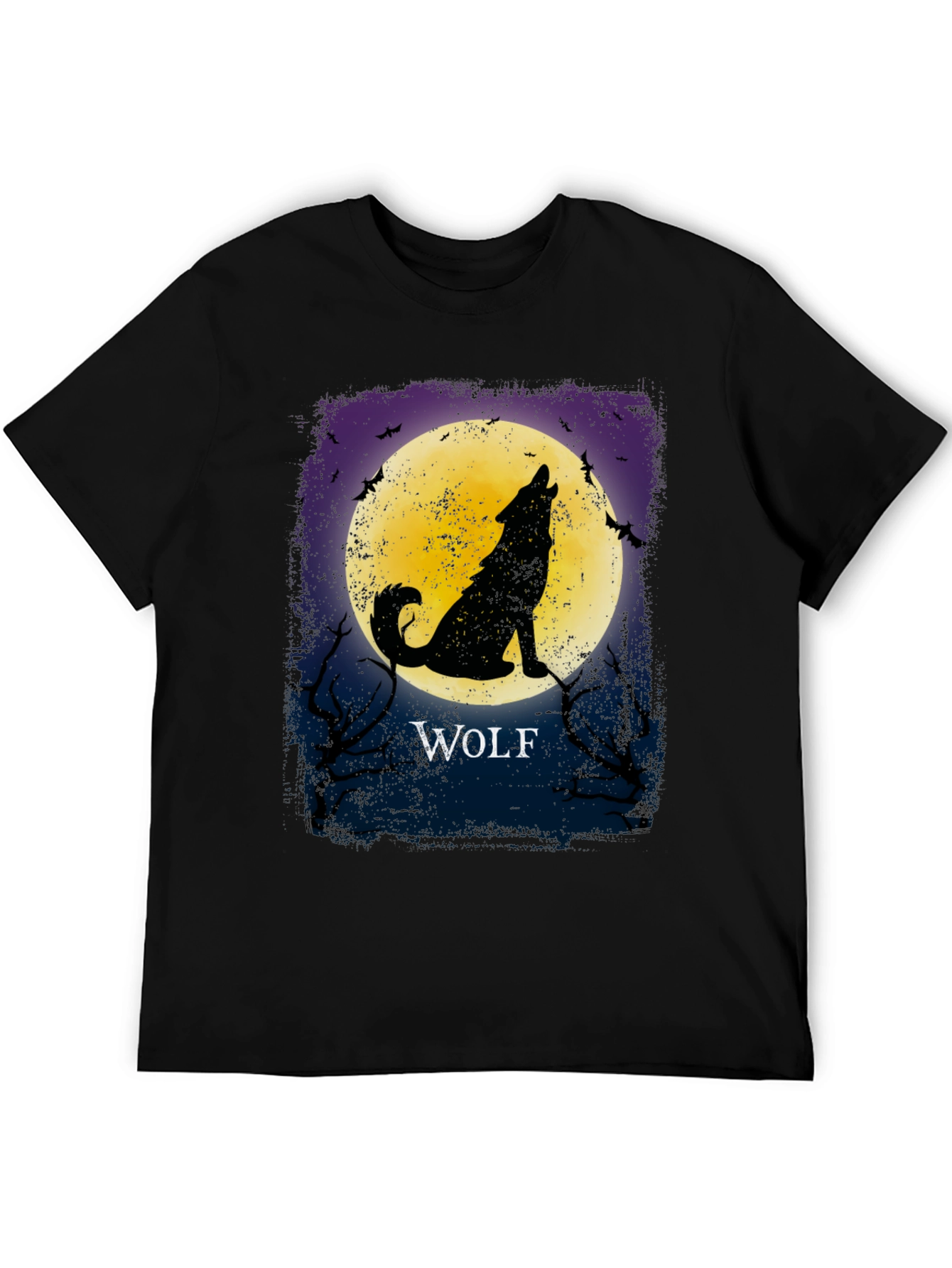 Black Wolf Howling at Moon Graphic T-Shirt view 5