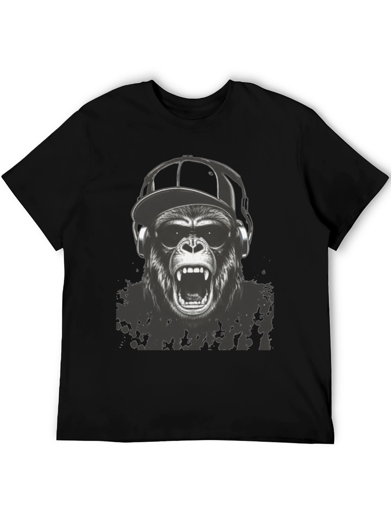 Black Cool Gorilla Graphic Tee view 5