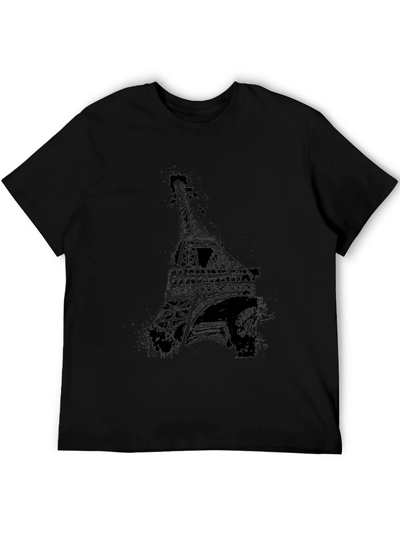 Black Eiffel Tower Graphic Tee - Men's Black T-Shirt view 5