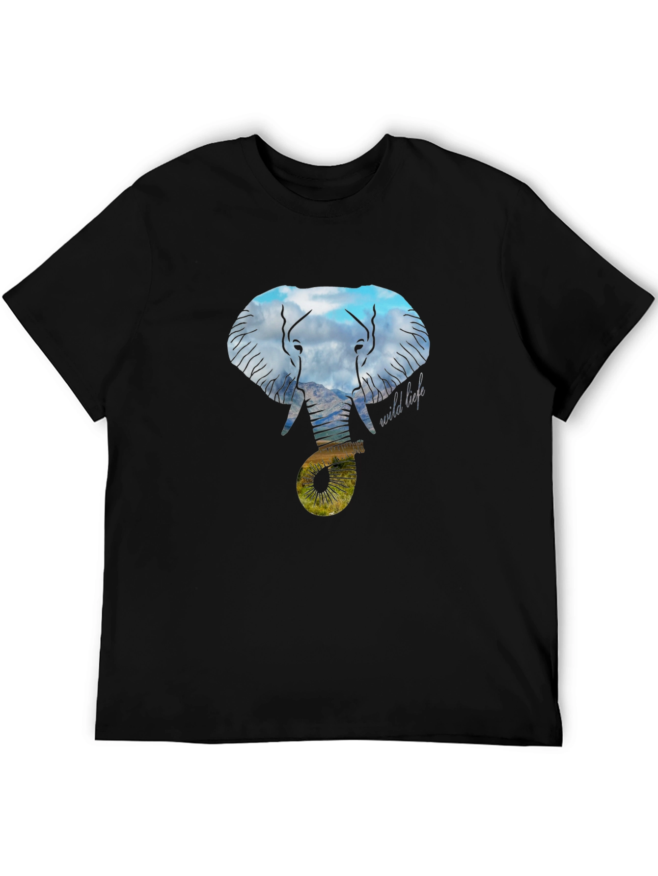 Black Wildlife Elephant Graphic Tee - Black view 5