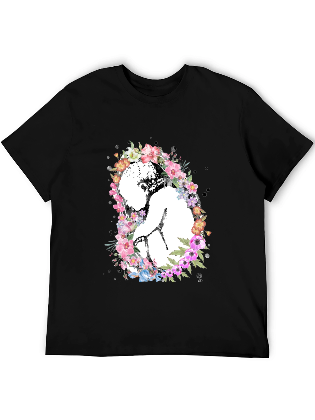 Black Floral Embryo Graphic Tee - Black Unisex T-Shirt view 5