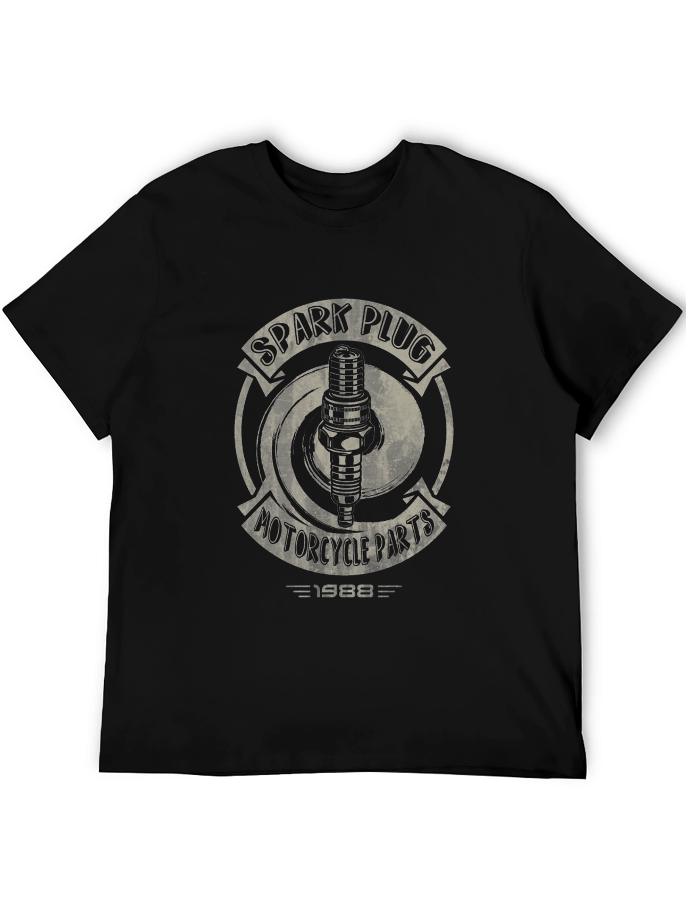 Black Spark Plug Motorcycle Parts Graphic T-Shirt view 5
