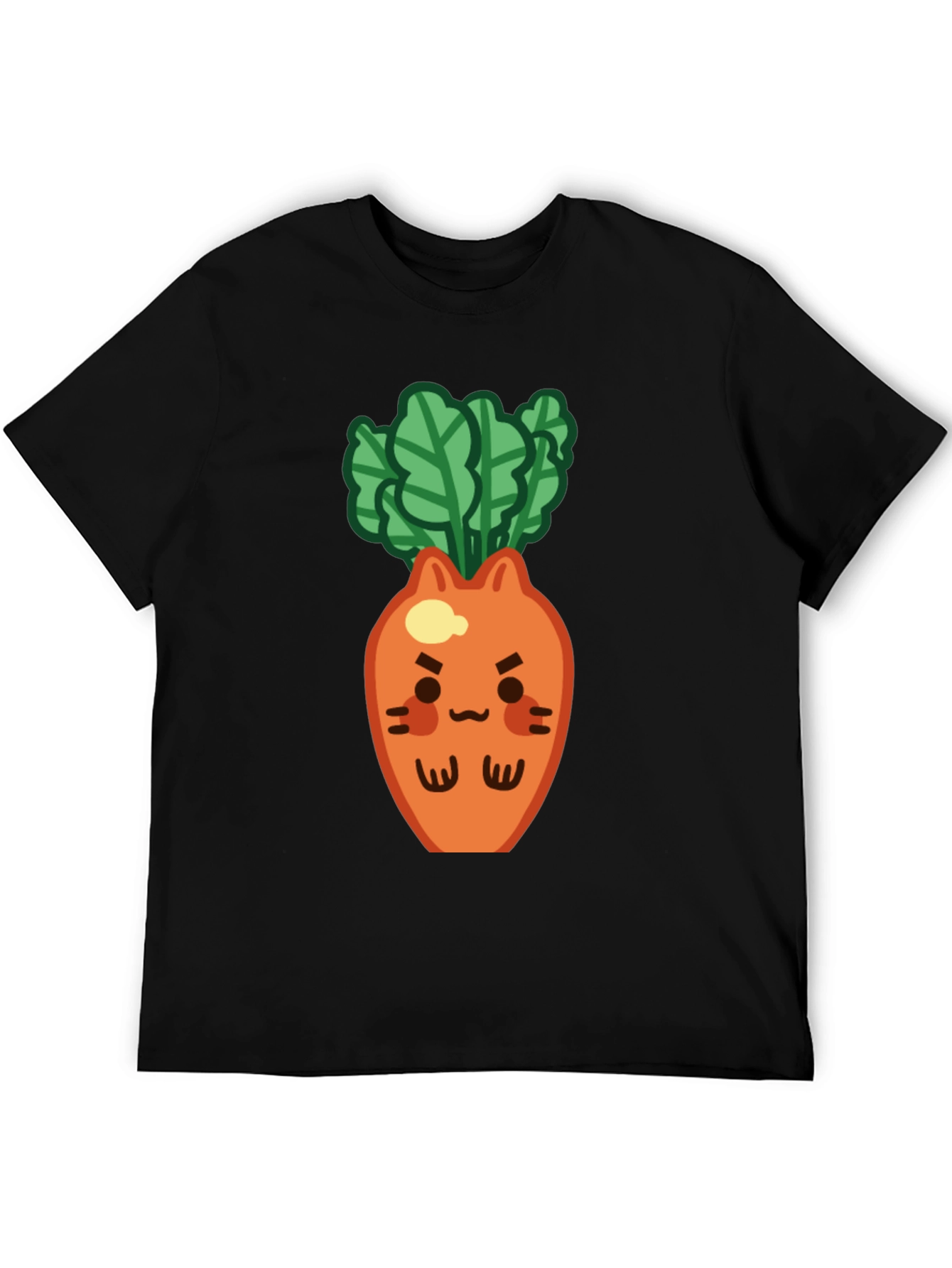 Black Cute Carrot Cat T-Shirt - Black, Unique Design view 5