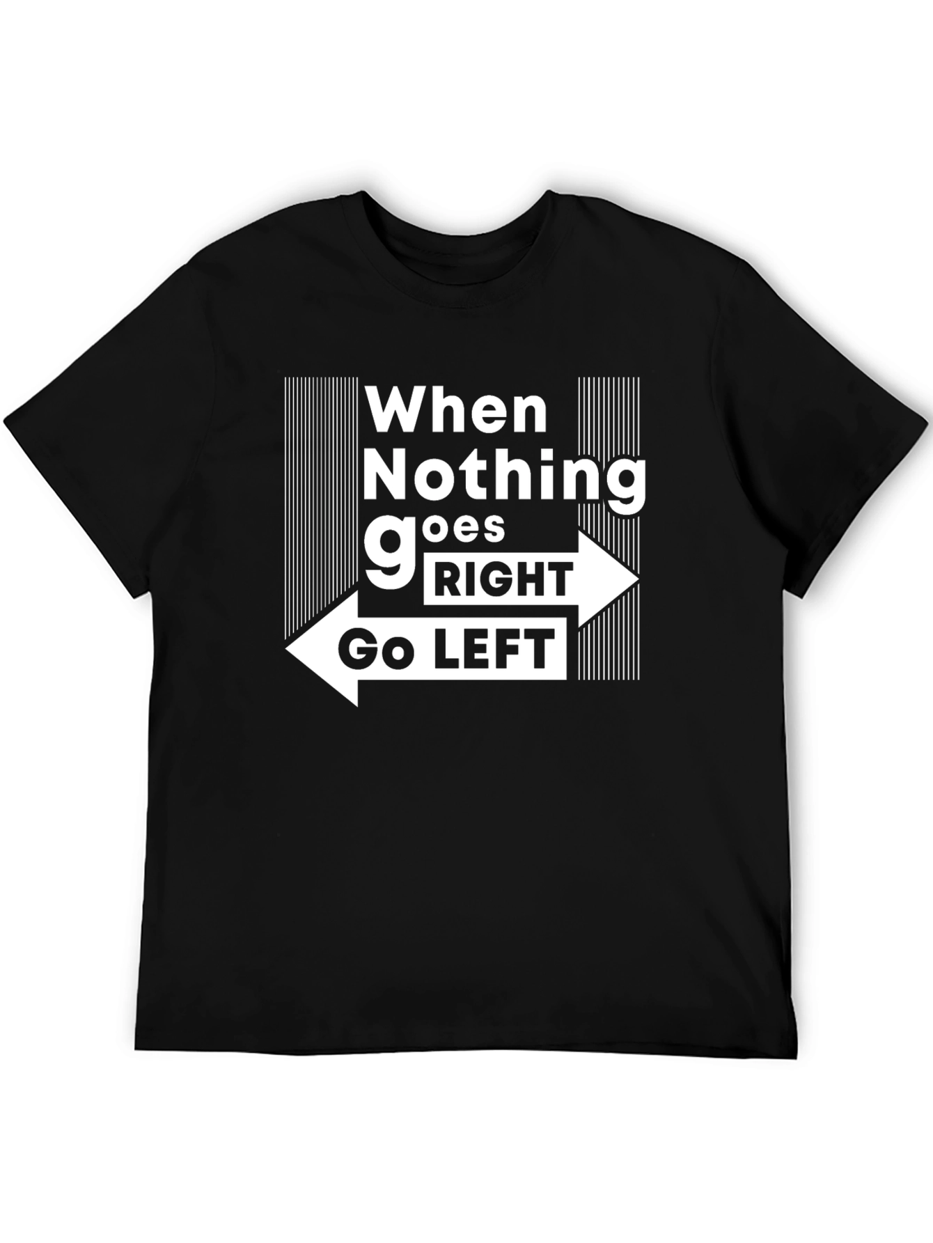 Black Go Left Graphic Tee - Black Cotton T-Shirt view 5