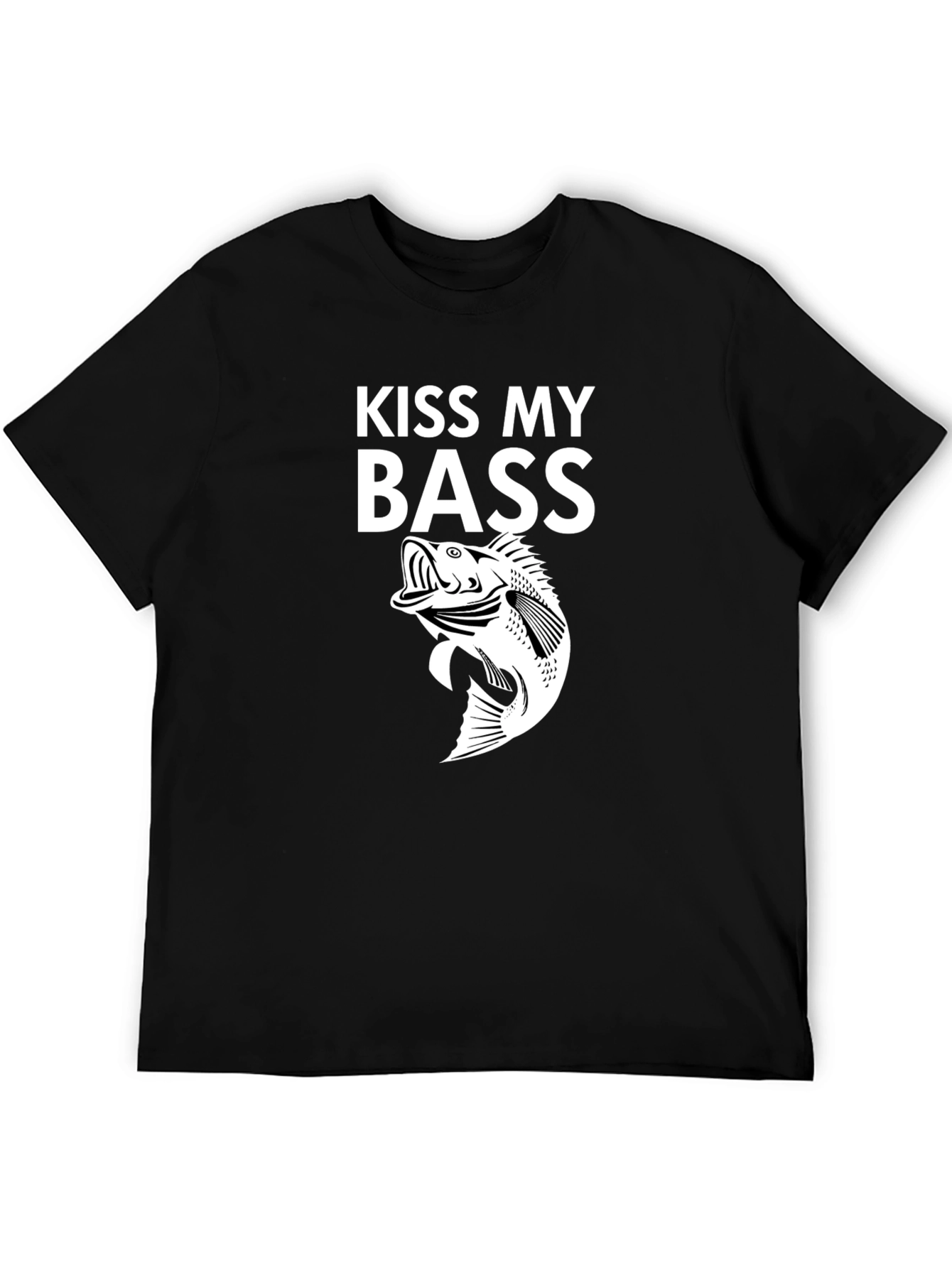 Black Kiss My Bass Graphic Tee - Black Cotton T-Shirt view 5