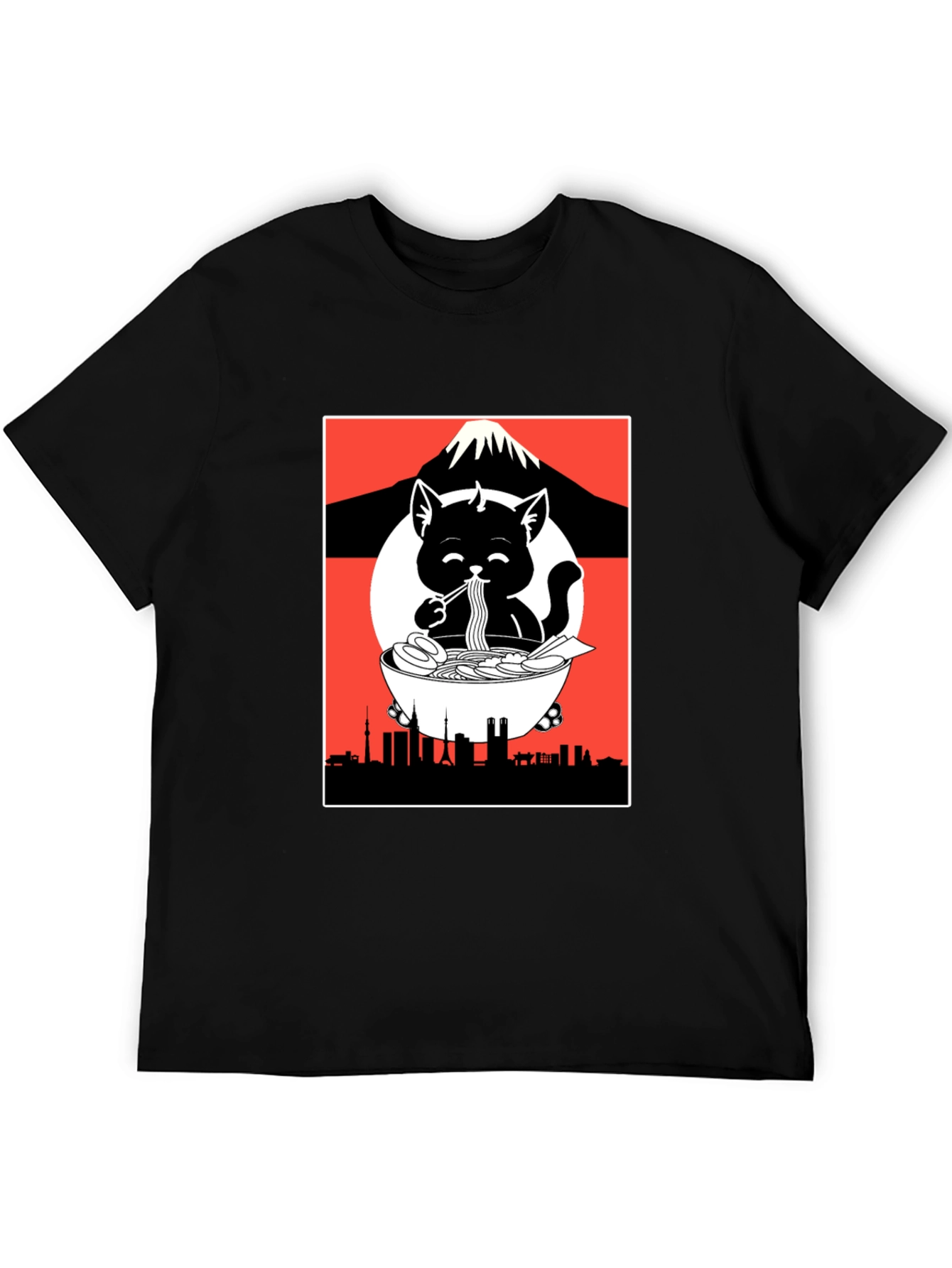 Black Ramen Cat Graphic Tee view 5
