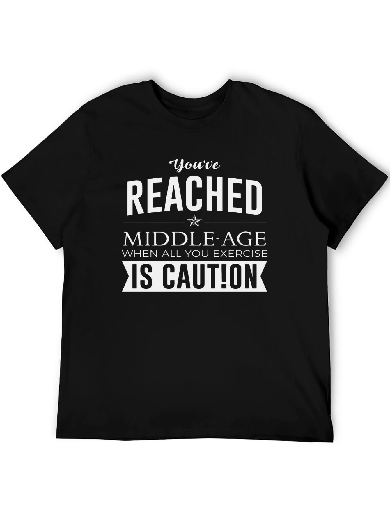 Black Funny Middle Age Caution Black T-Shirt view 5