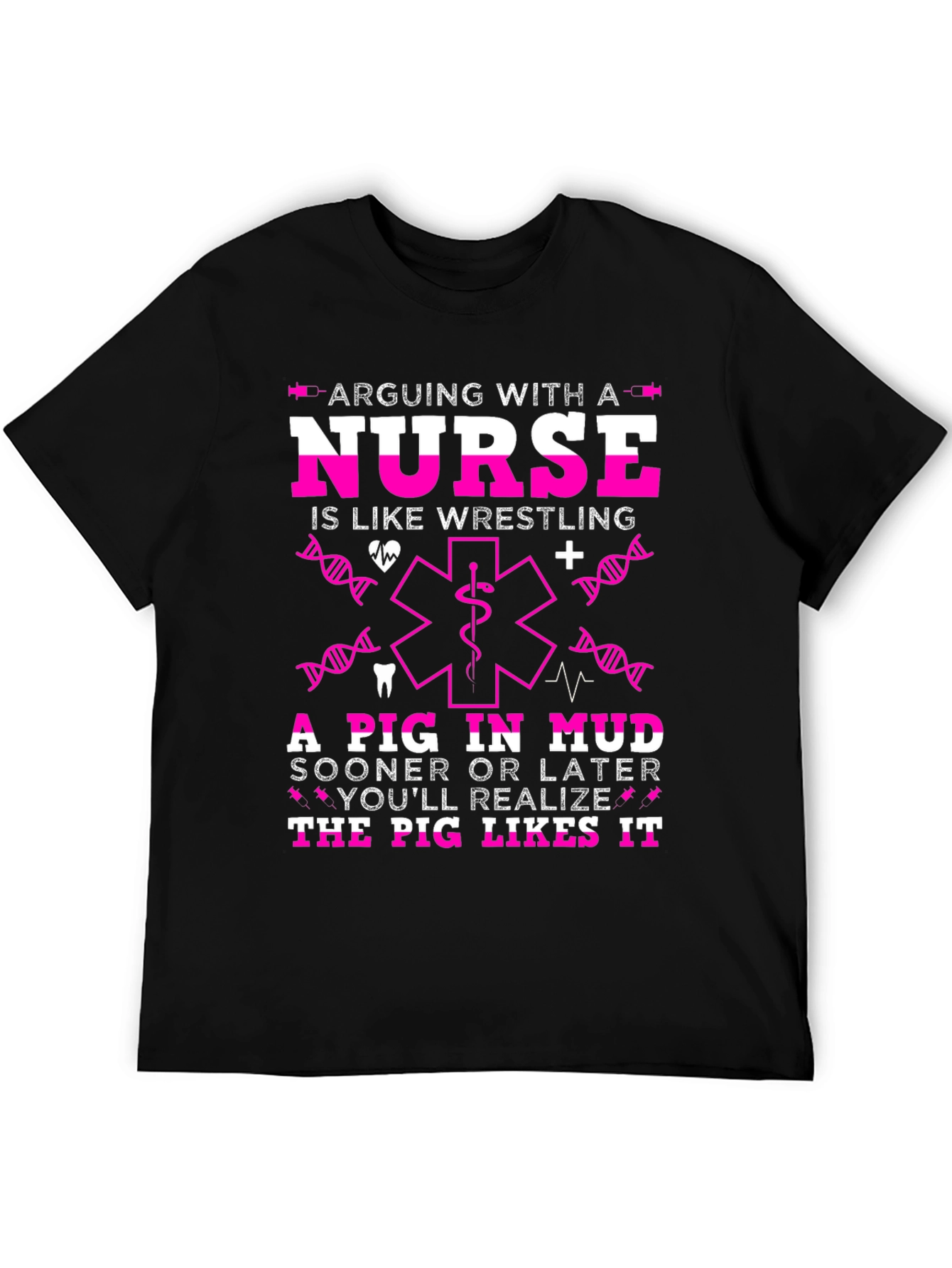 Black Arguing With a Nurse T-Shirt Funny Gift view 5