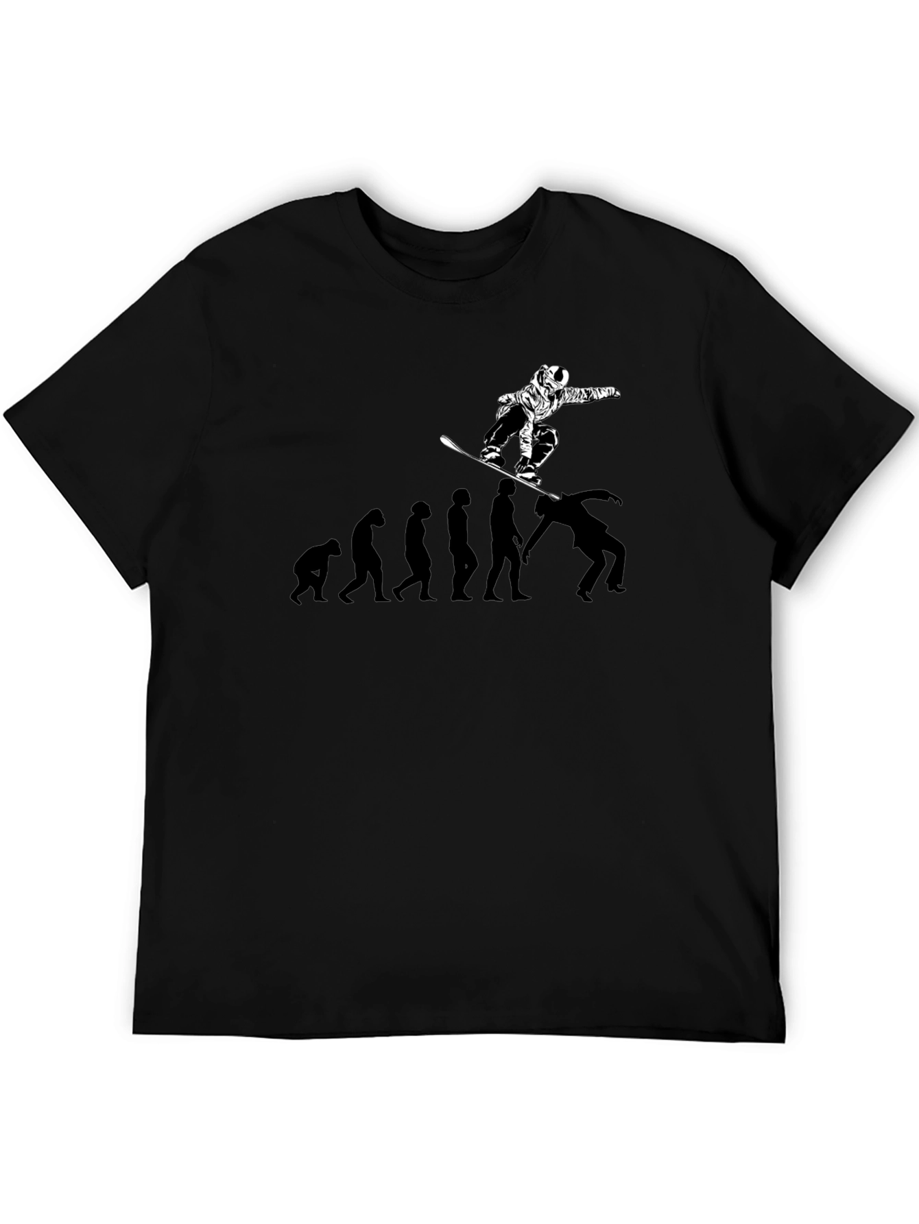 Black Snowboard Evolution T-Shirt: Black Crew Neck Graphic Tee view 5