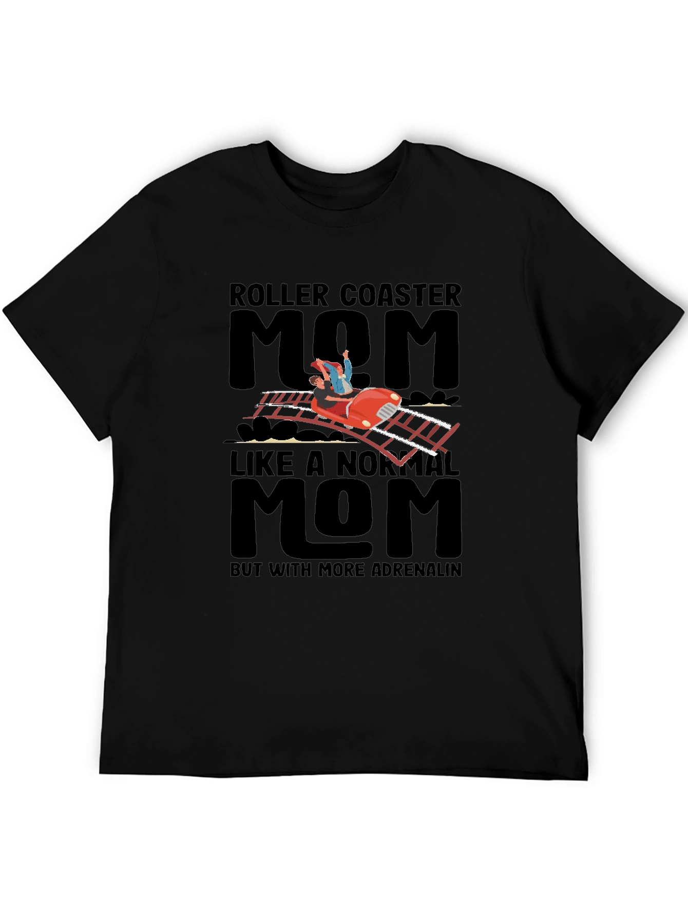 Black Roller Coaster Mom Graphic T-Shirt view 5