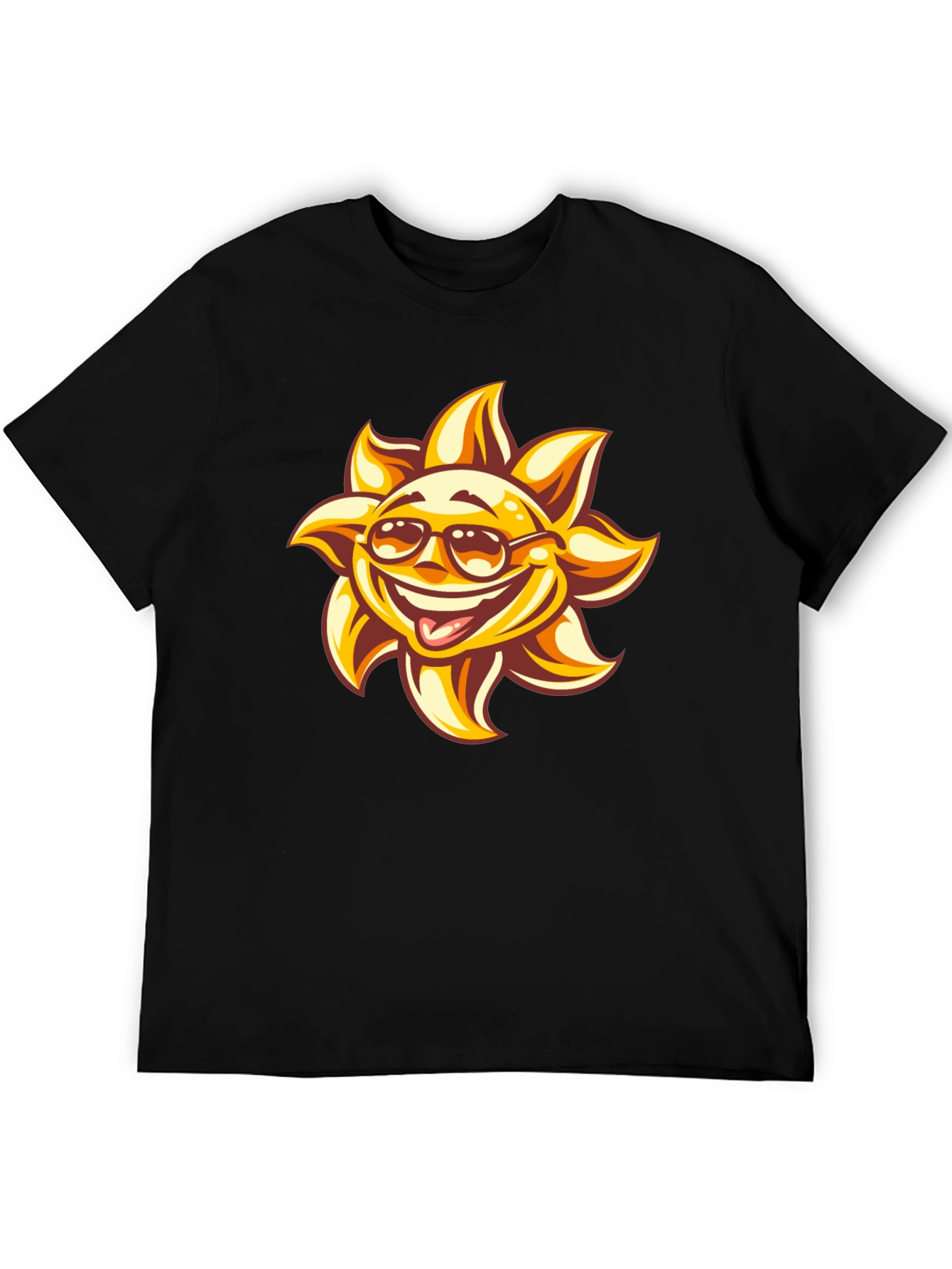 Black Smiling Sun Graphic Black T-Shirt view 5