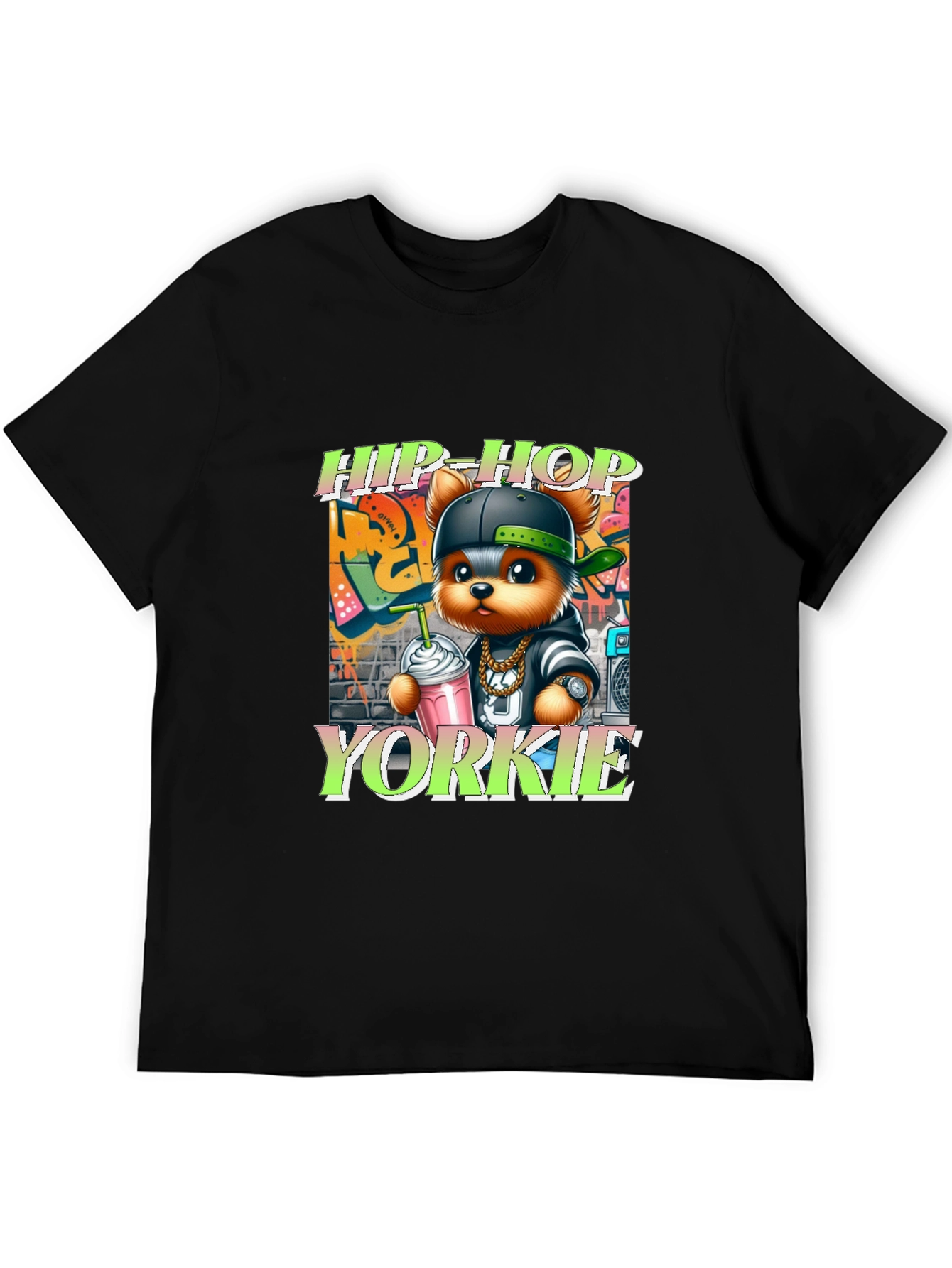 Black Hip-Hop Yorkie Graphic Tee view 5