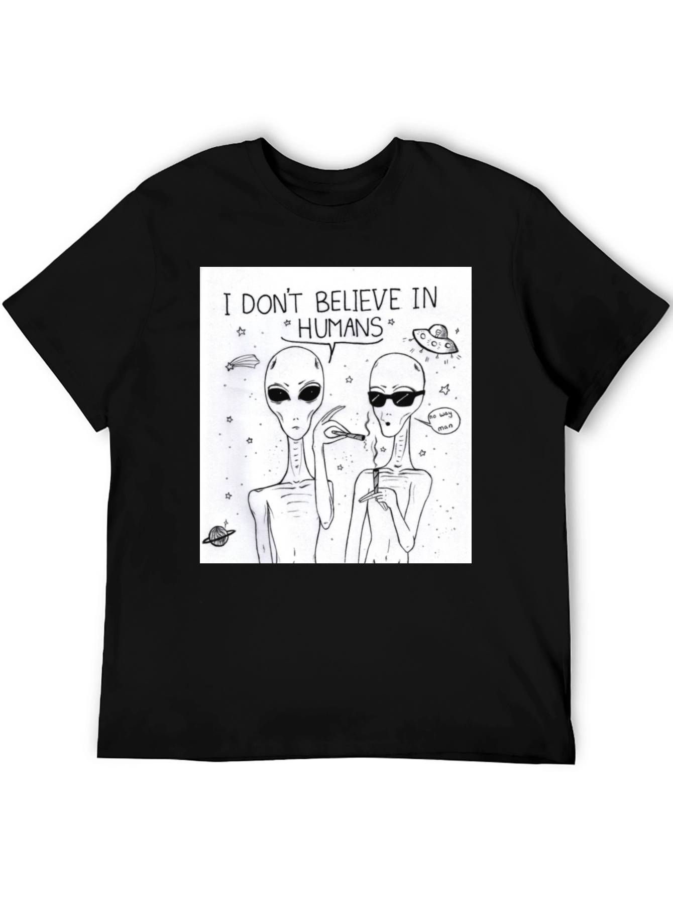 Black I Don't Believe In Humans Graphic Tee view 5
