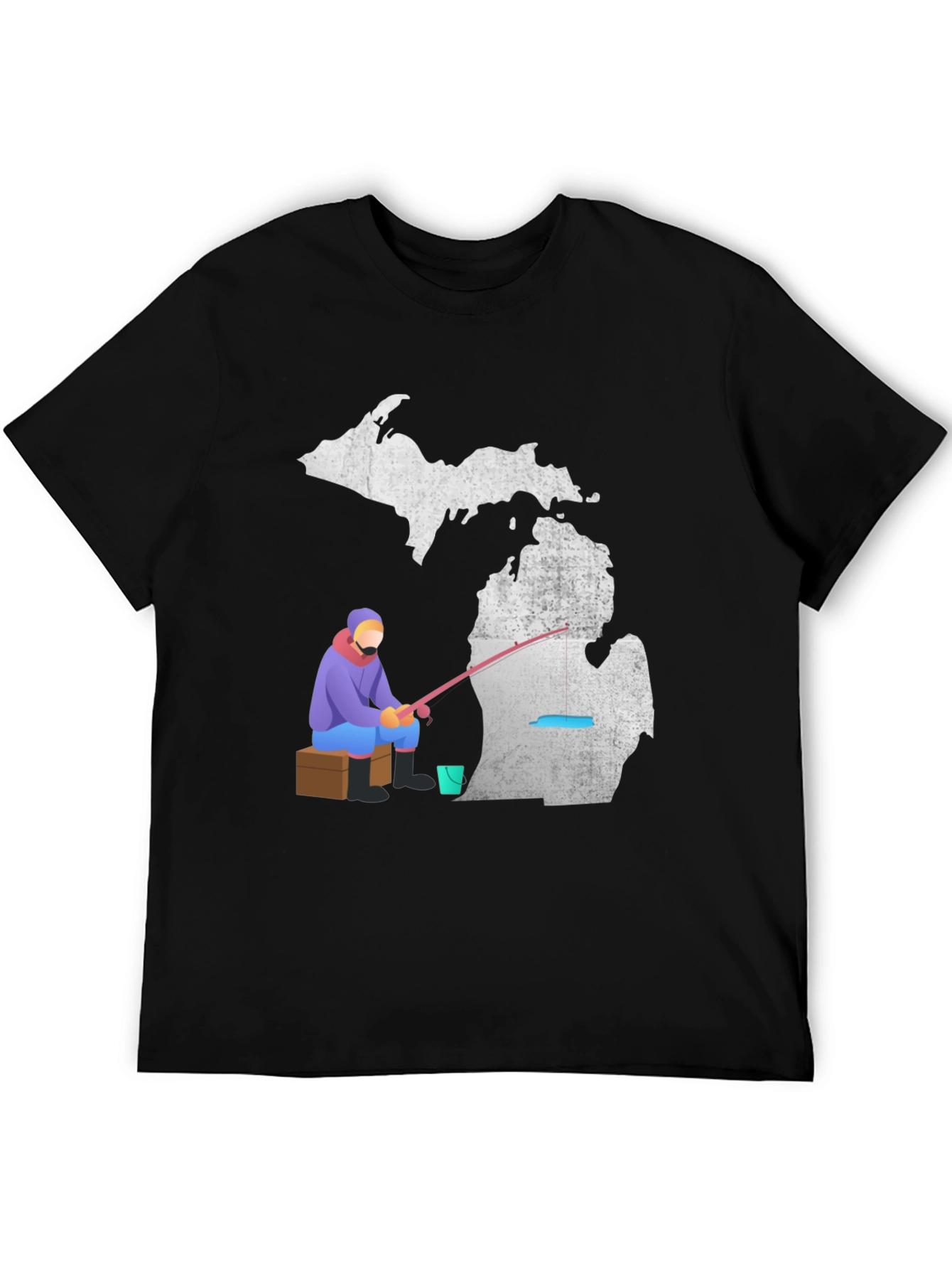 Black Michigan Fishing T-Shirt, Angler Graphic Tee view 5