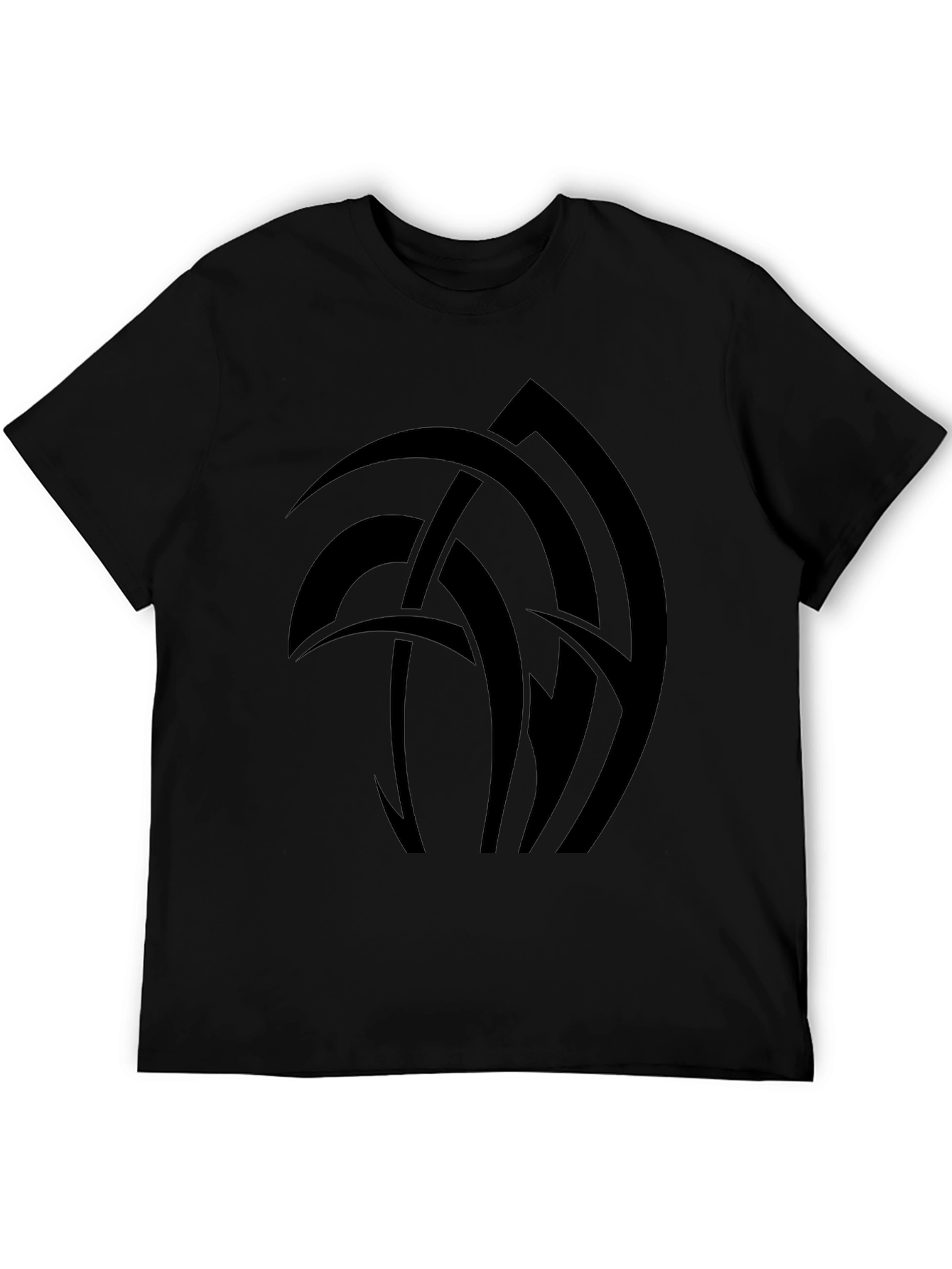 Black Abstract Graphic Tee - Black Cotton Blend T-Shirt view 5