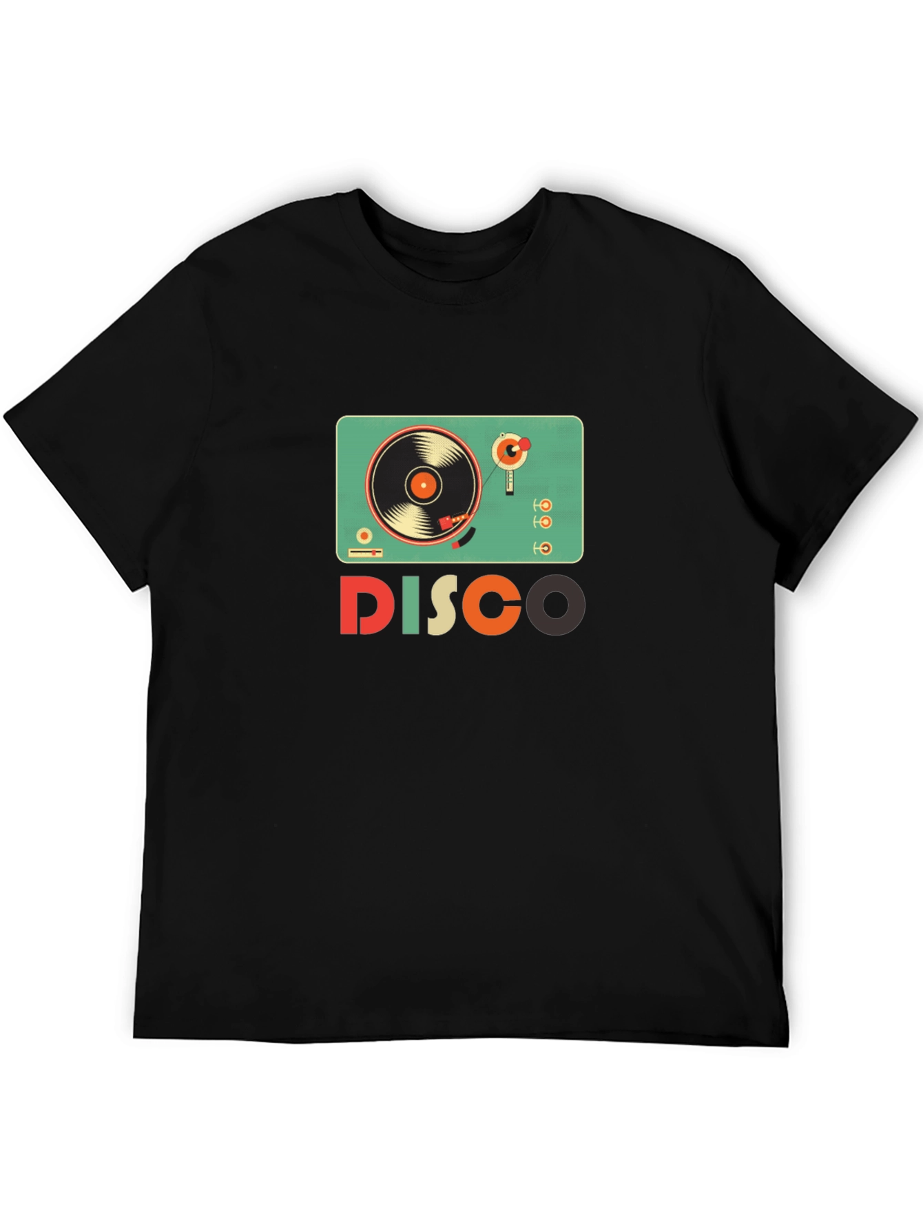 Black Retro Disco Turntable Graphic T-Shirt - Vintage Style view 5