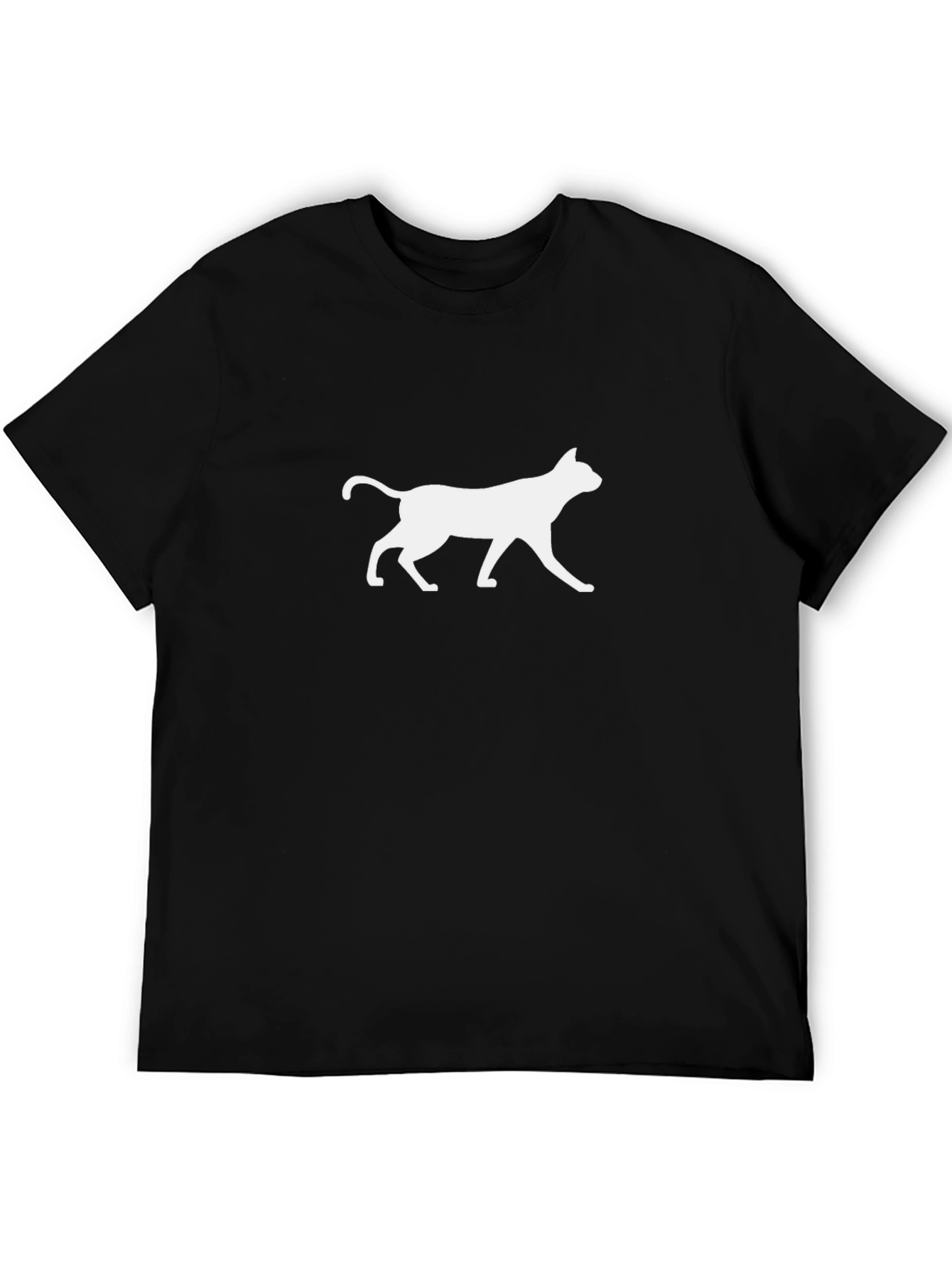 Black Cool Cat Silhouette Black T-Shirt view 5
